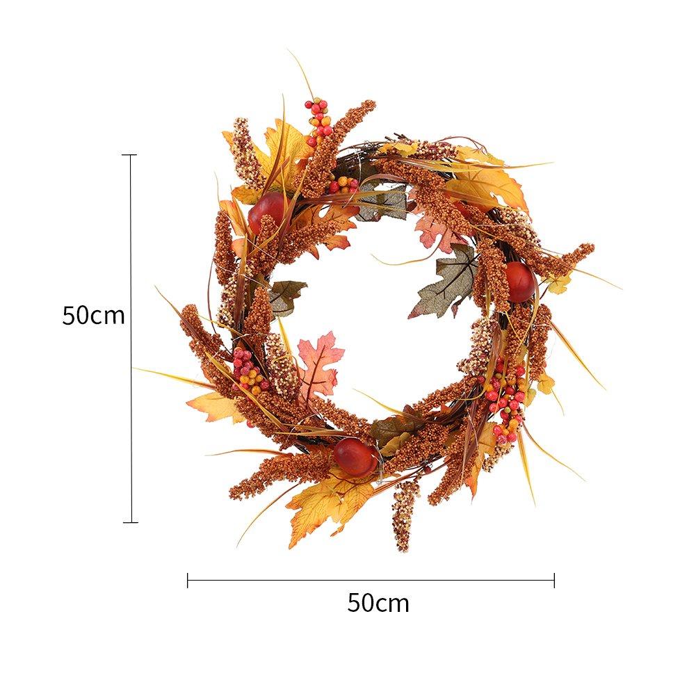 Orange - LIFE IDEAS - Autumn Golden Sorghum Door Wreath with LED Lights - 2