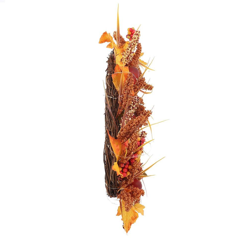 Orange - LIFE IDEAS - Autumn Golden Sorghum Door Wreath with LED Lights - 5