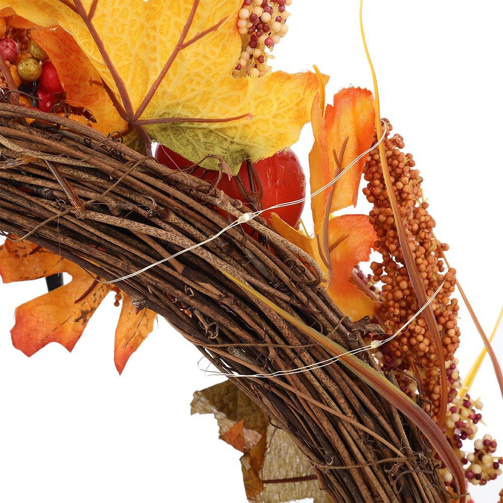 Orange - LIFE IDEAS - Autumn Golden Sorghum Door Wreath with LED Lights - 8