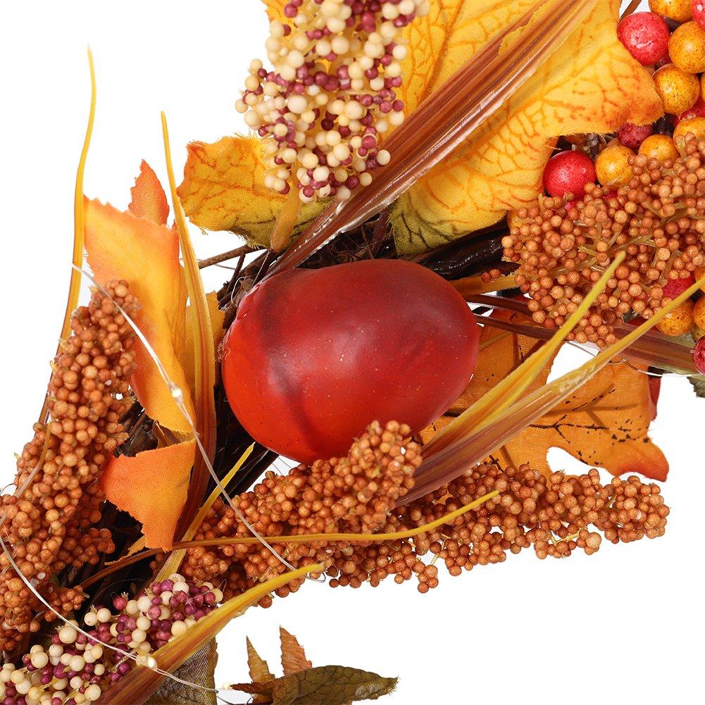 Orange - LIFE IDEAS - Autumn Golden Sorghum Door Wreath with LED Lights - 9