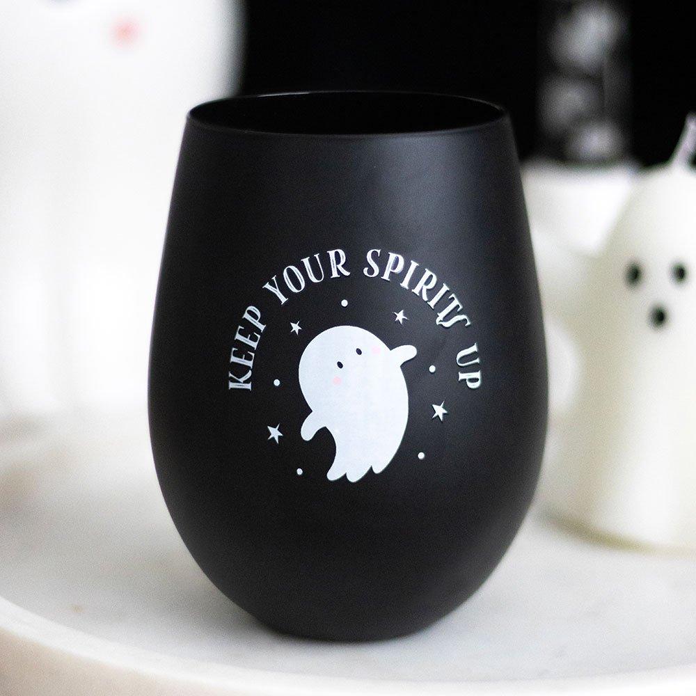 Something Different  Keep Your Spirits Up Stemless Ghost Glass - Black