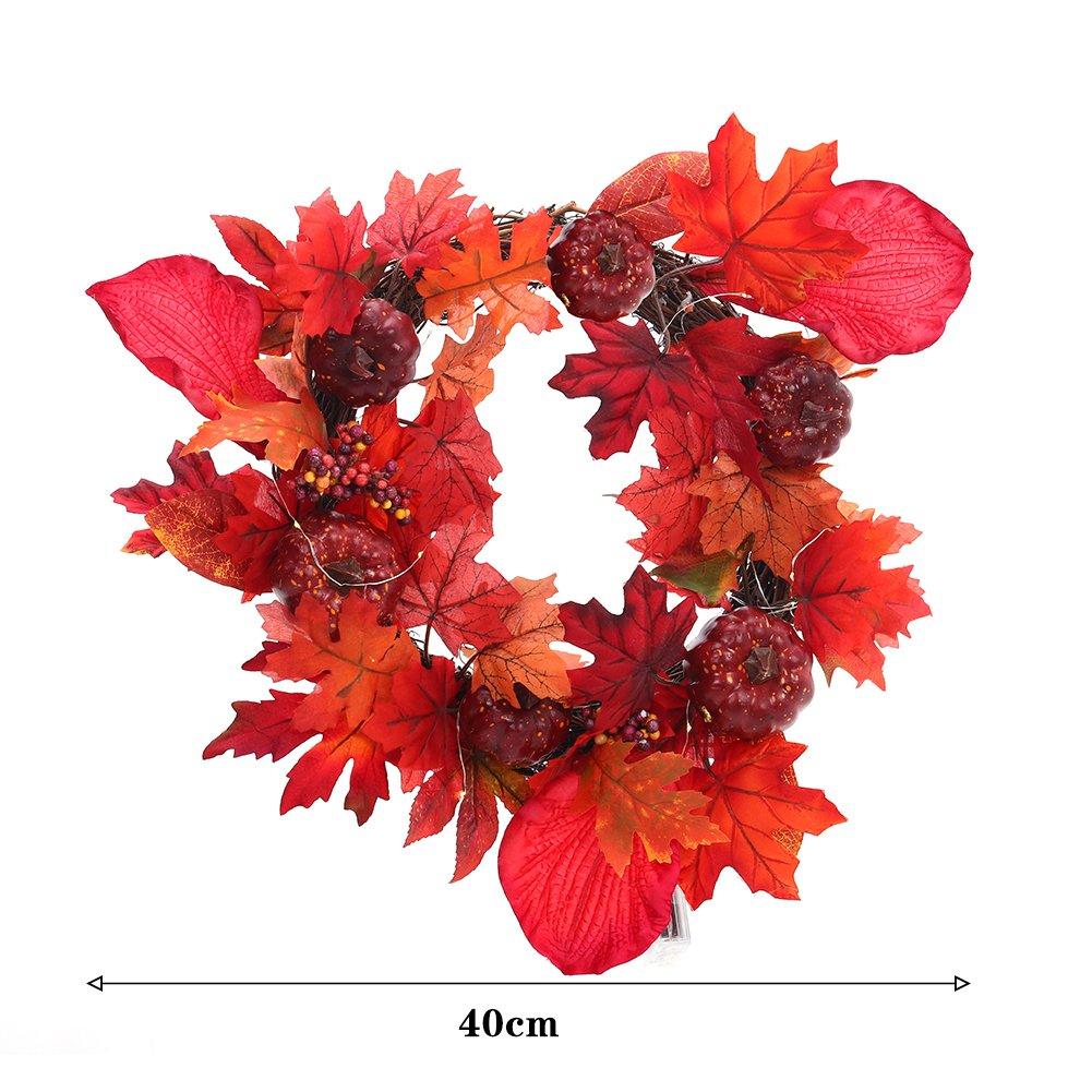 Red - LIFE IDEAS - Fall Maple Leaf Pumpkin Wreath - 2