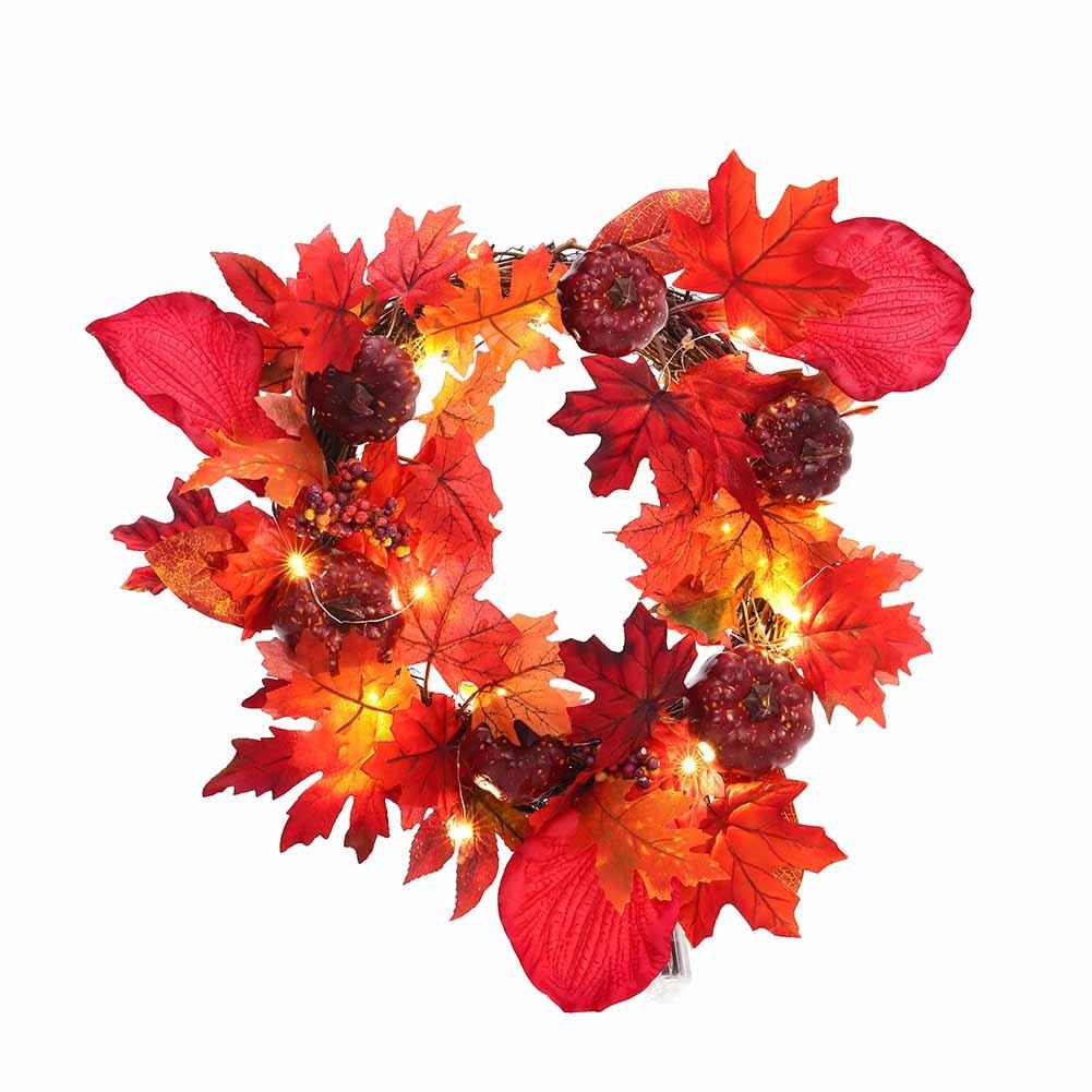 Red - LIFE IDEAS - Fall Maple Leaf Pumpkin Wreath - 3