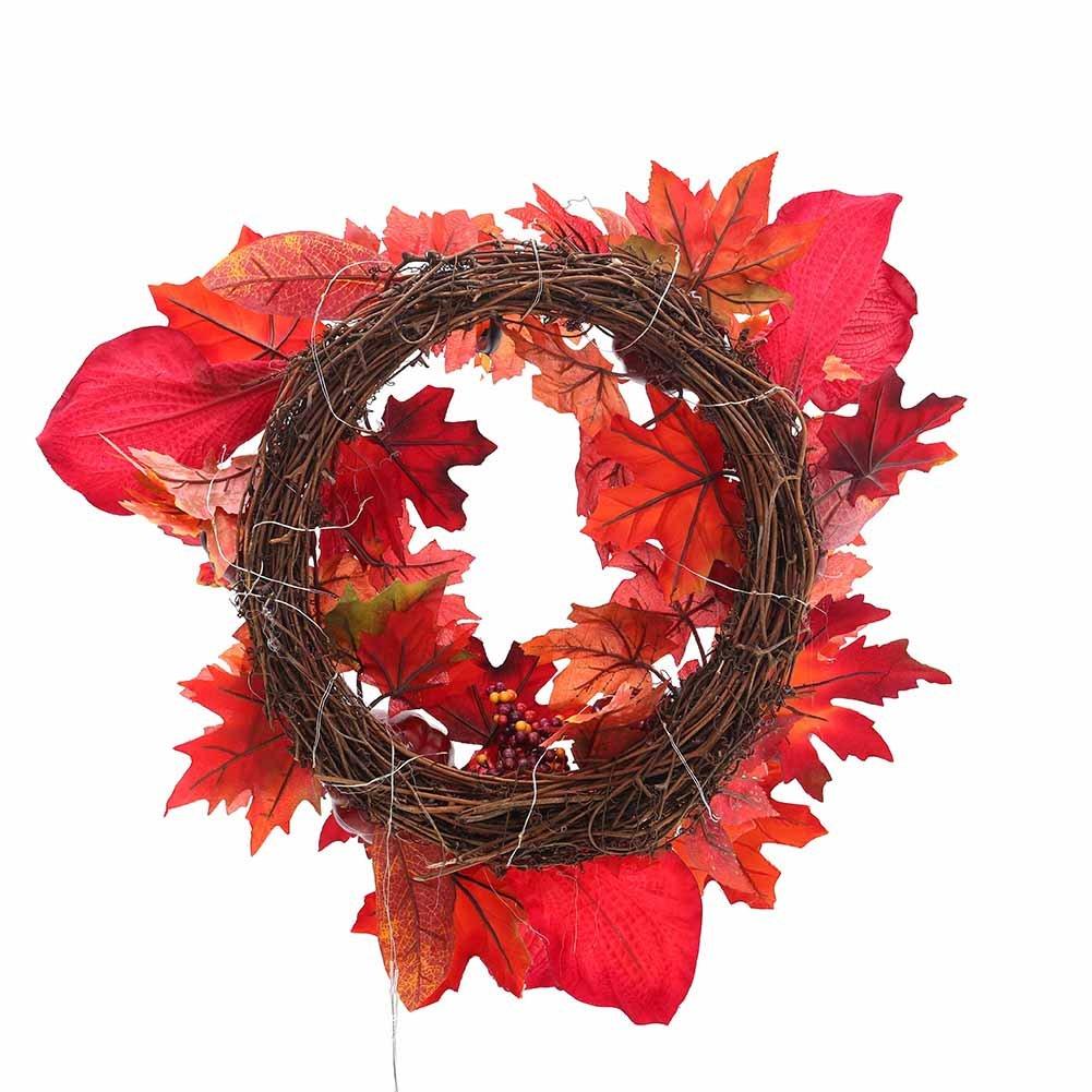 Red - LIFE IDEAS - Fall Maple Leaf Pumpkin Wreath - 4