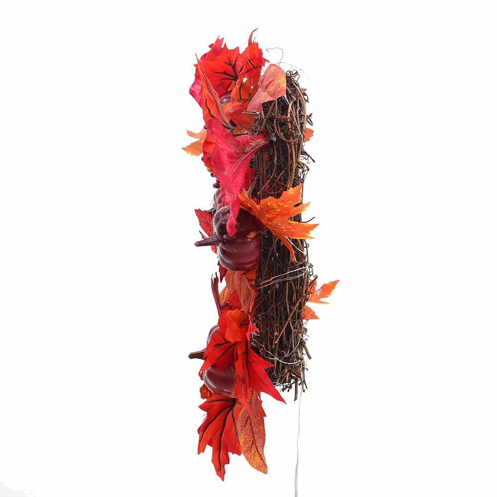 Red - LIFE IDEAS - Fall Maple Leaf Pumpkin Wreath - 5