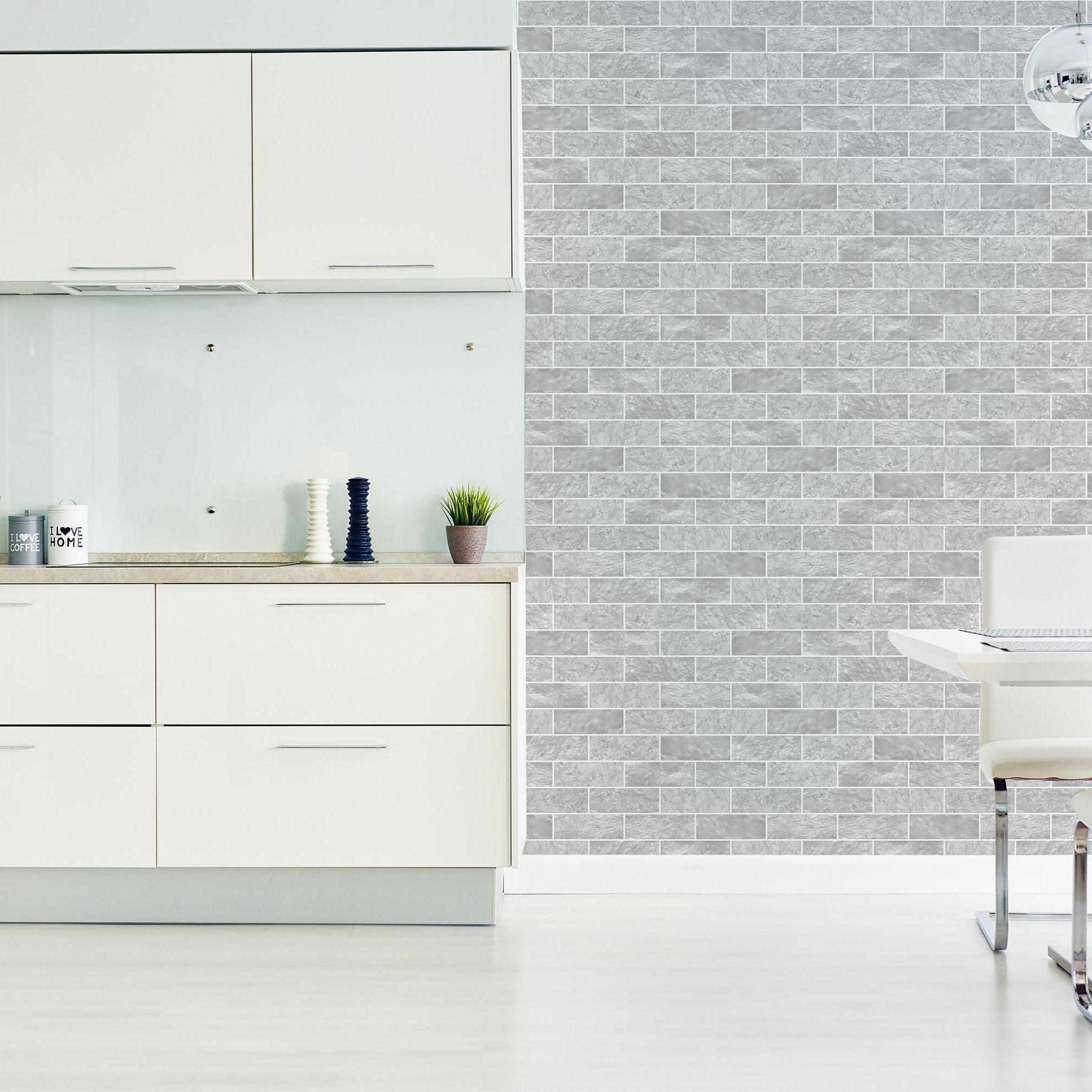 Grey - Contour - Contour Grey Tile Washable Wallpaper - 2