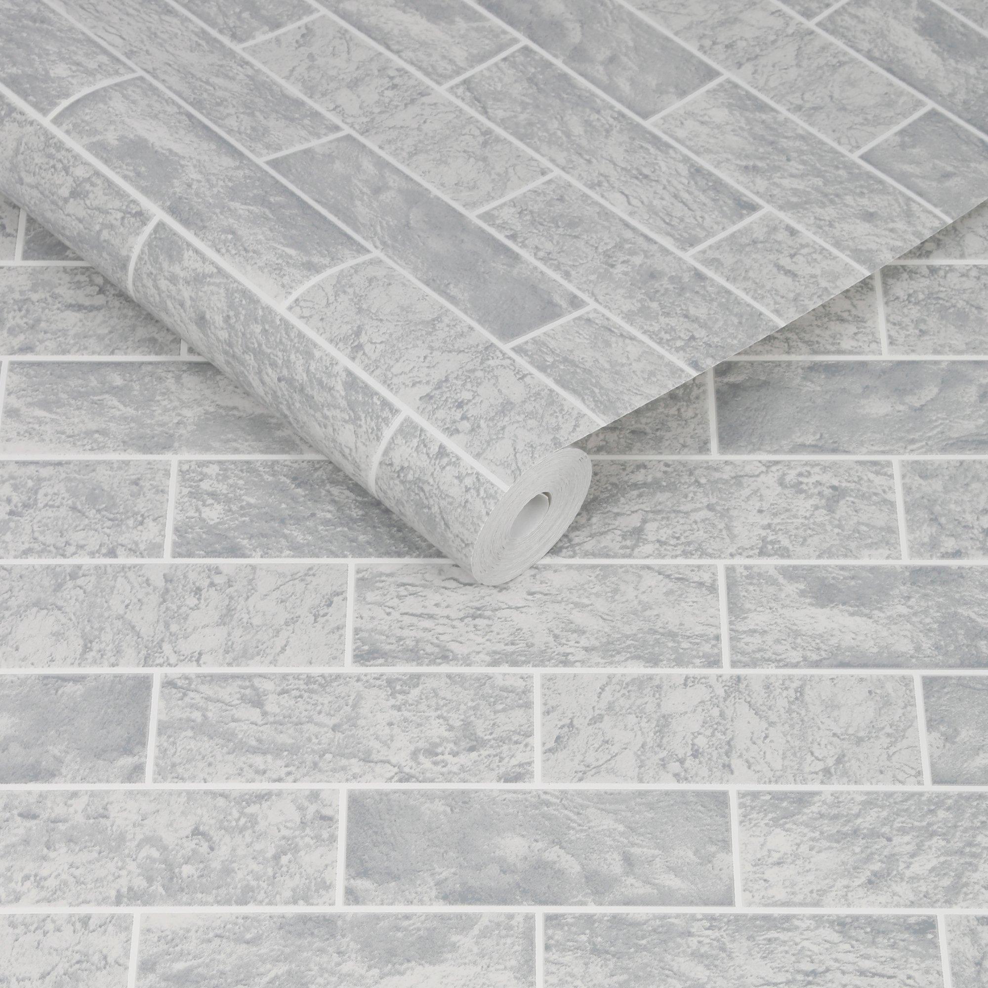 Grey - Contour - Contour Grey Tile Washable Wallpaper - 3