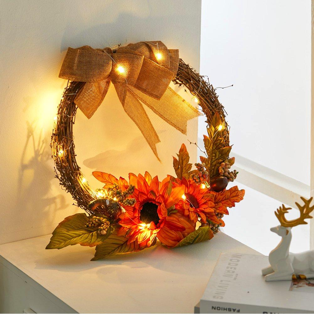 Orange - LIFE IDEAS - Home Decoration Artificial Sunflower Wreath - 1