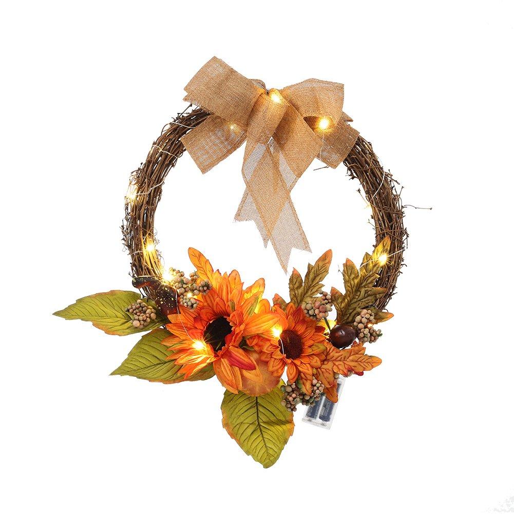 Orange - LIFE IDEAS - Home Decoration Artificial Sunflower Wreath - 3