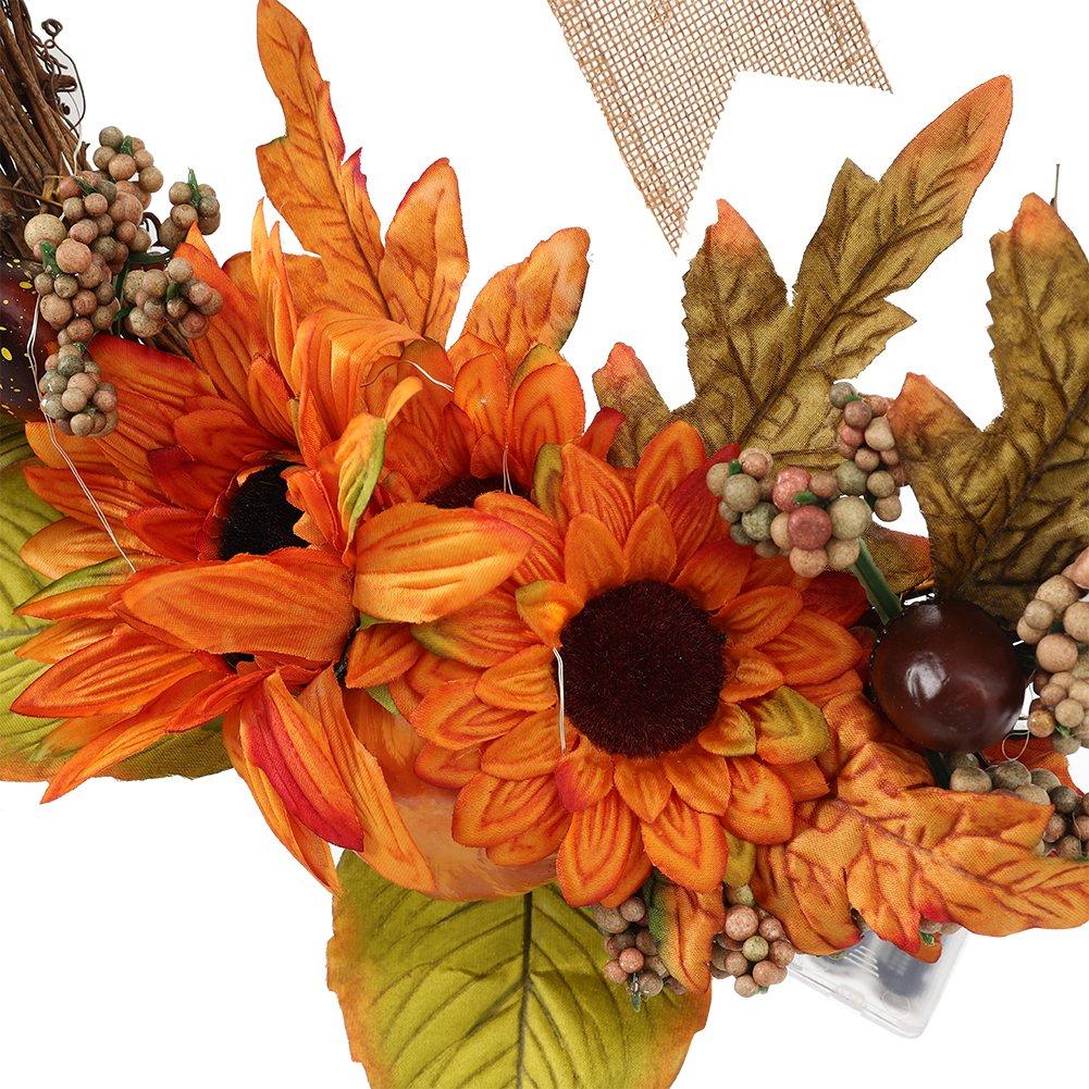 Orange - LIFE IDEAS - Home Decoration Artificial Sunflower Wreath - 8