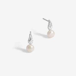 Simply Silver Sterling Silver 925 Pave Pearl Drop Stud Earrings