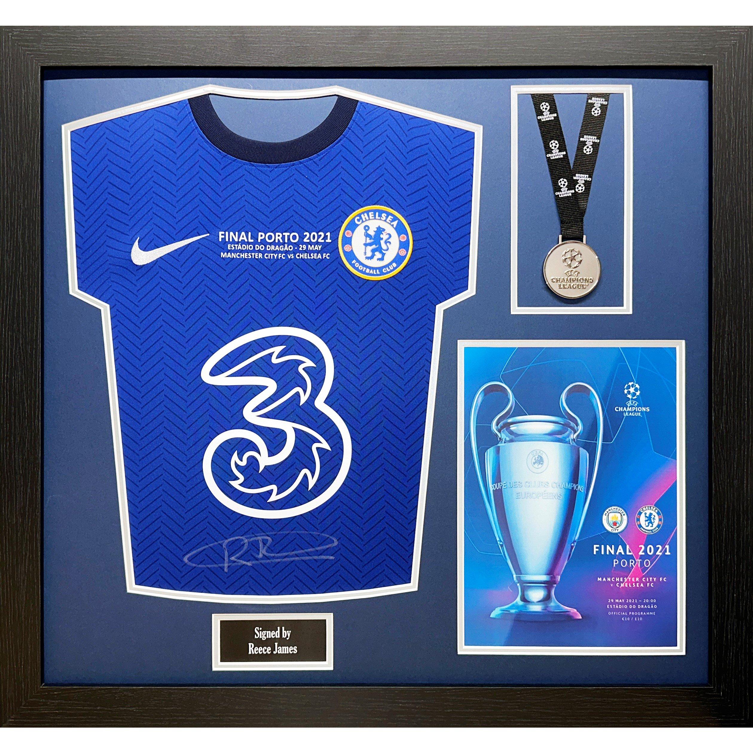 Allstarsignings Ltd  Reece James Signed & Framed Chelsea Champions Leag - Blue