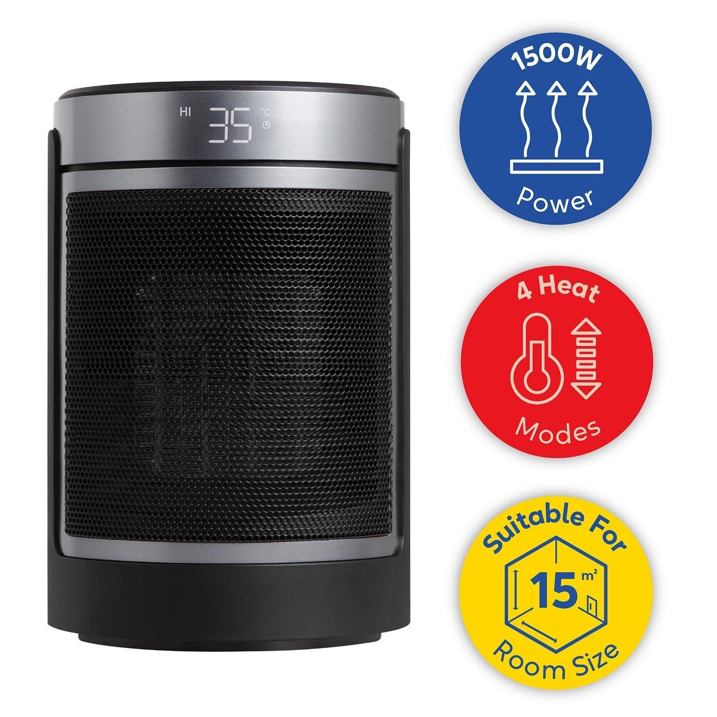 Silver / Black - Russell Hobbs - RHCH2002S Oscillating Indoor Ceramic Heater - 10
