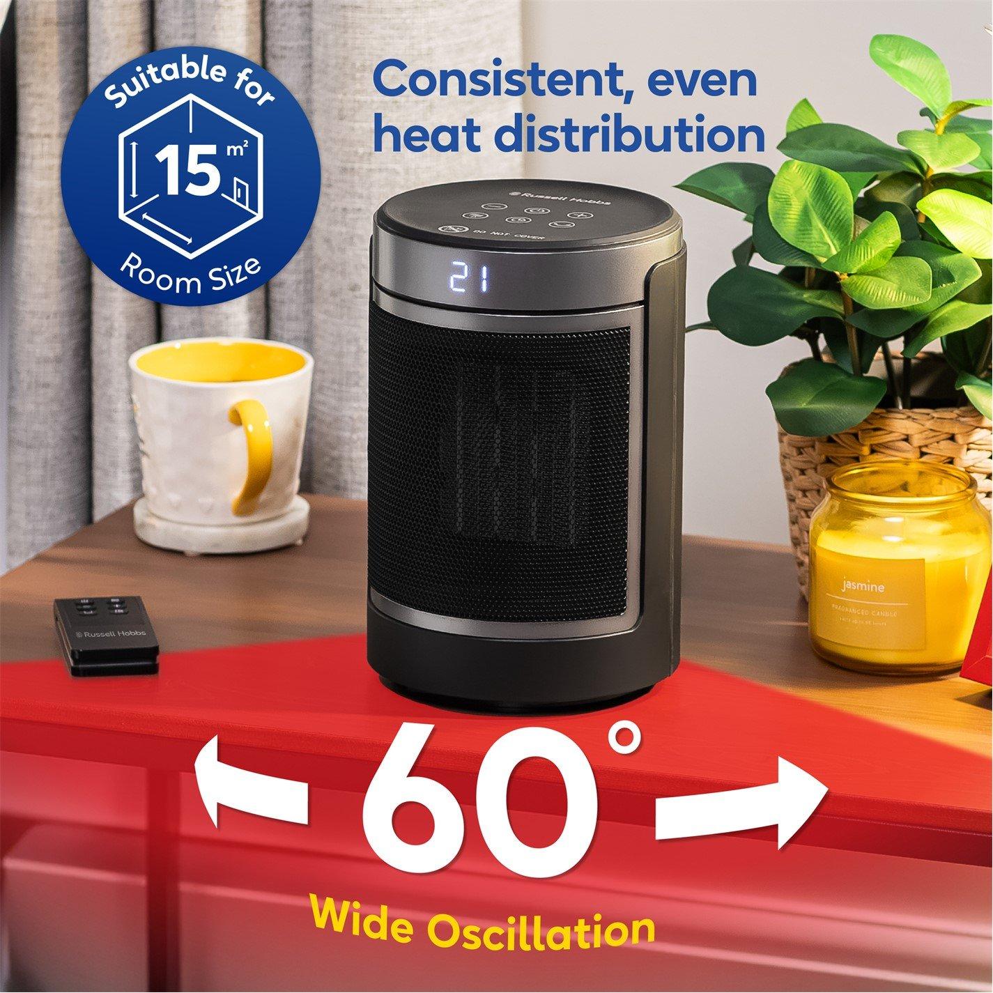 Silver / Black - Russell Hobbs - RHCH2002S Oscillating Indoor Ceramic Heater - 3