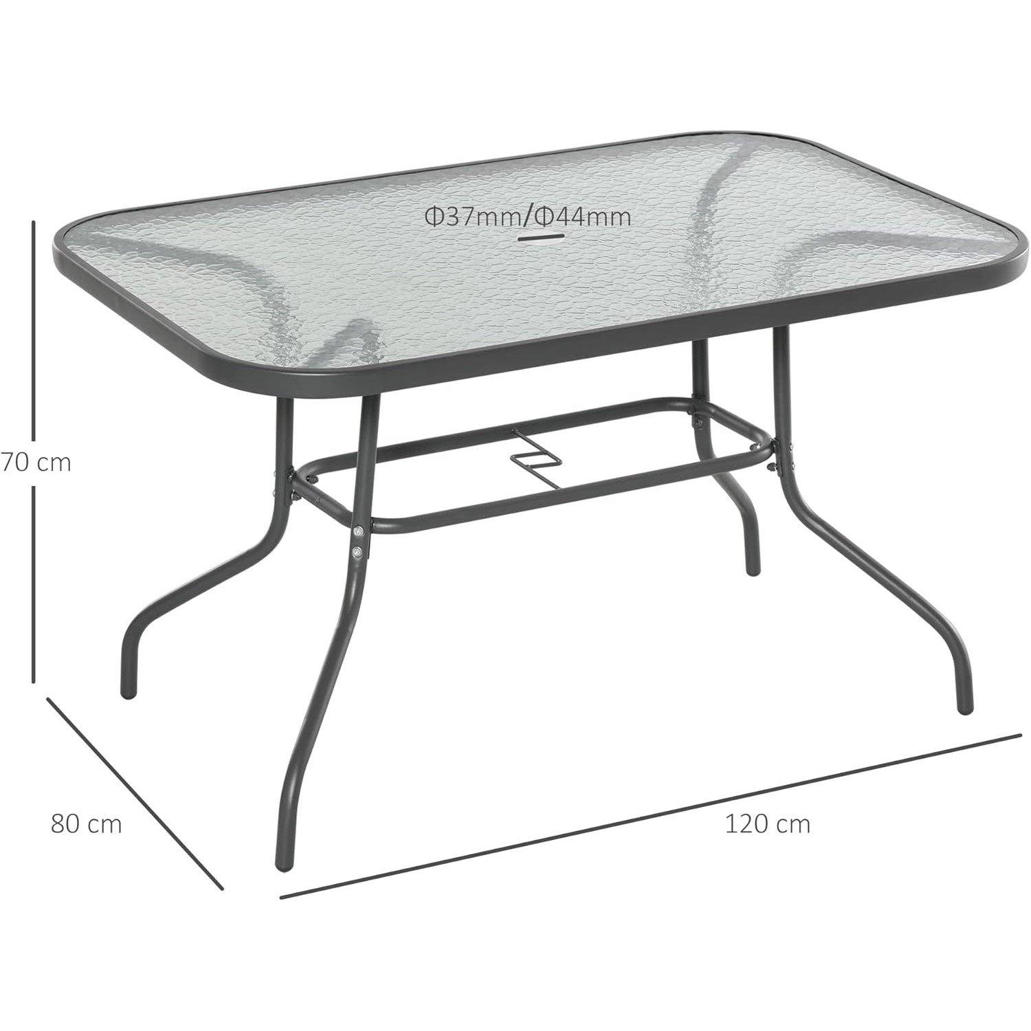 Black - Outsunny - Garden Dining Table With Glass Top - 3