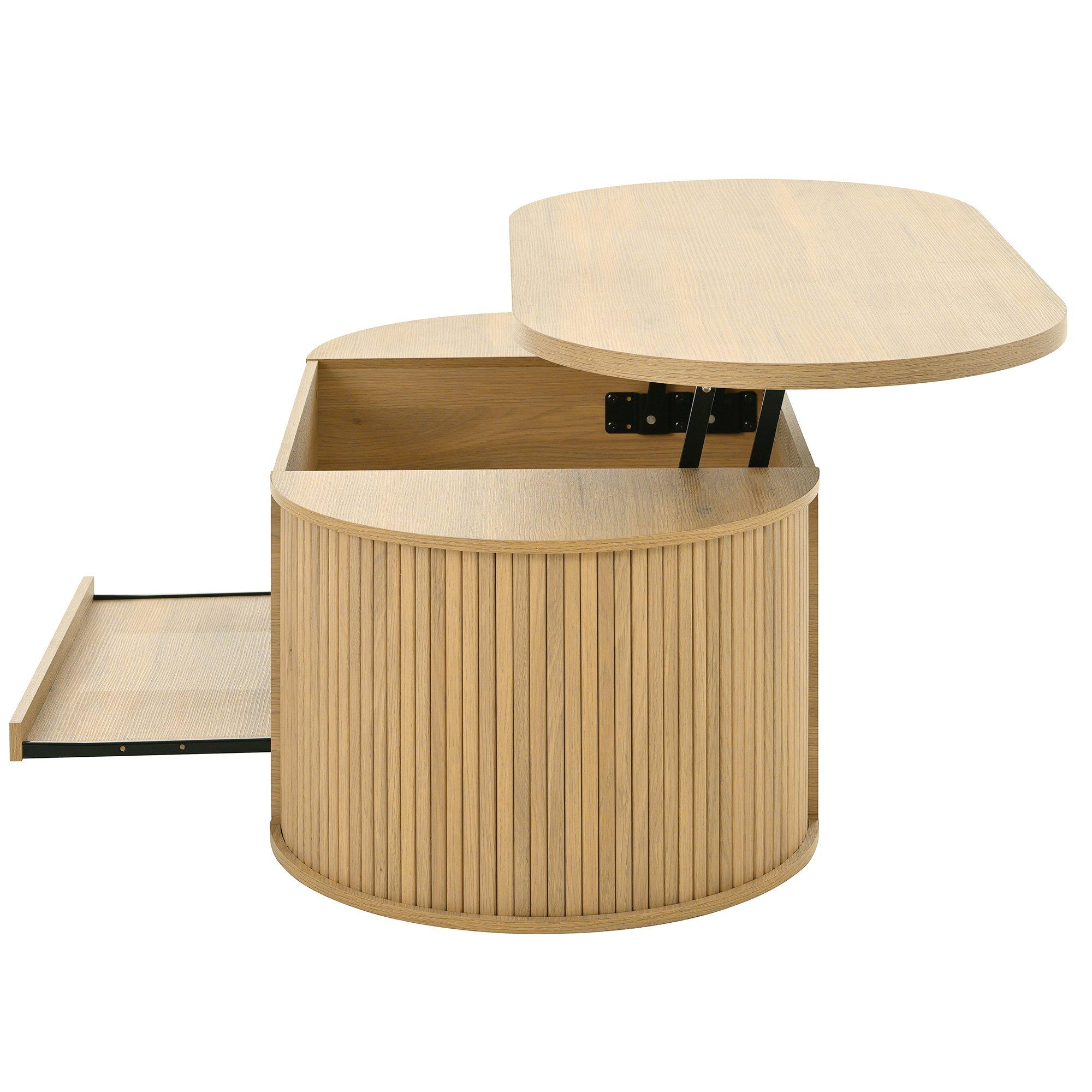 Oak - Urban Meuble - Multifunctional Lift-Top Coffee Table - 12