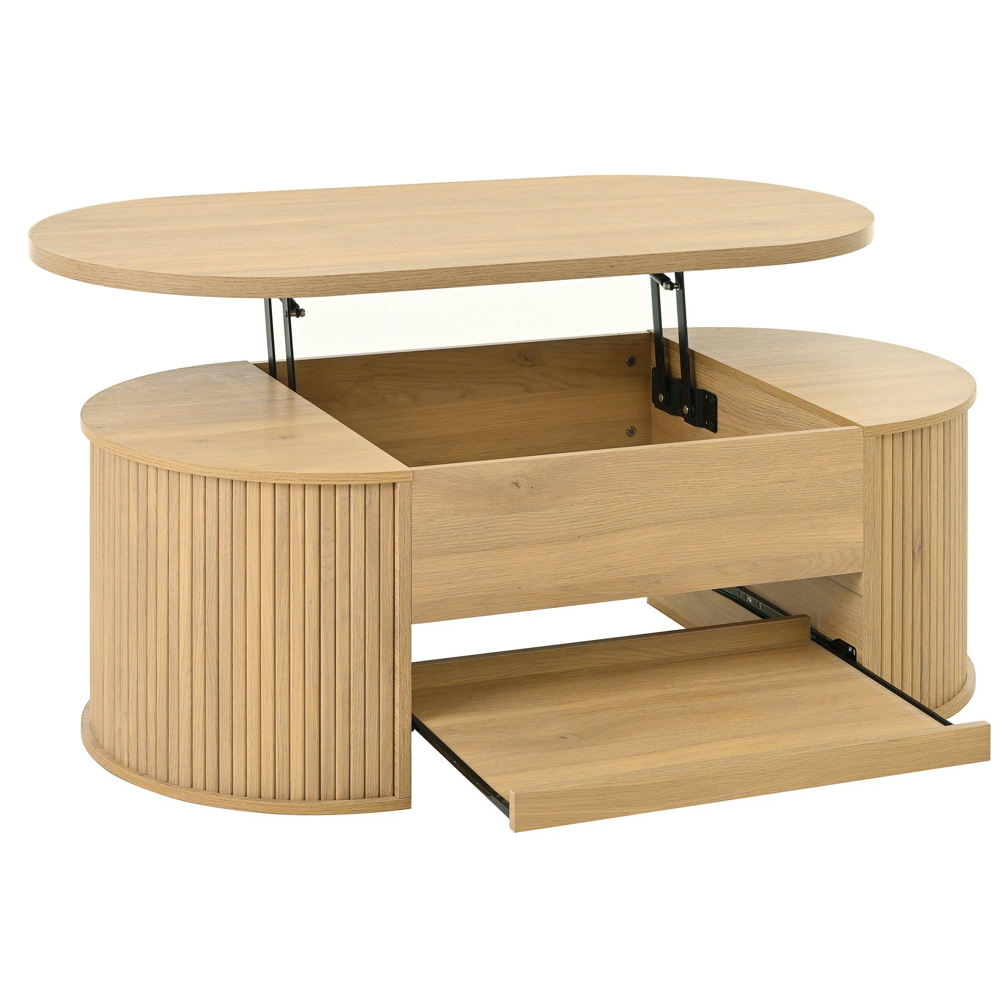 Oak - Urban Meuble - Multifunctional Lift-Top Coffee Table - 5
