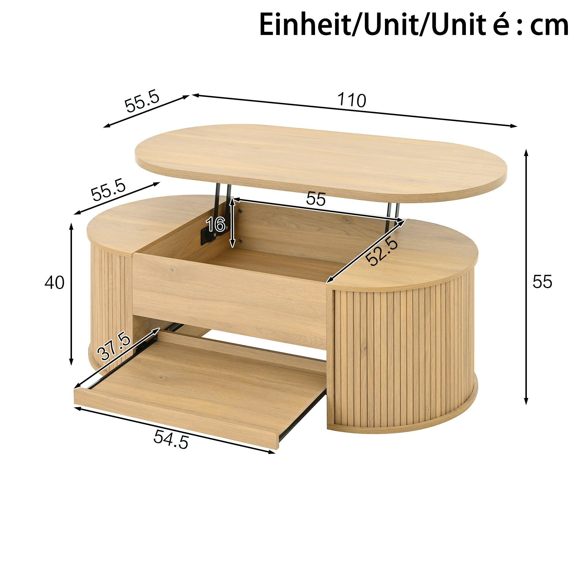 Oak - Urban Meuble - Multifunctional Lift-Top Coffee Table - 6