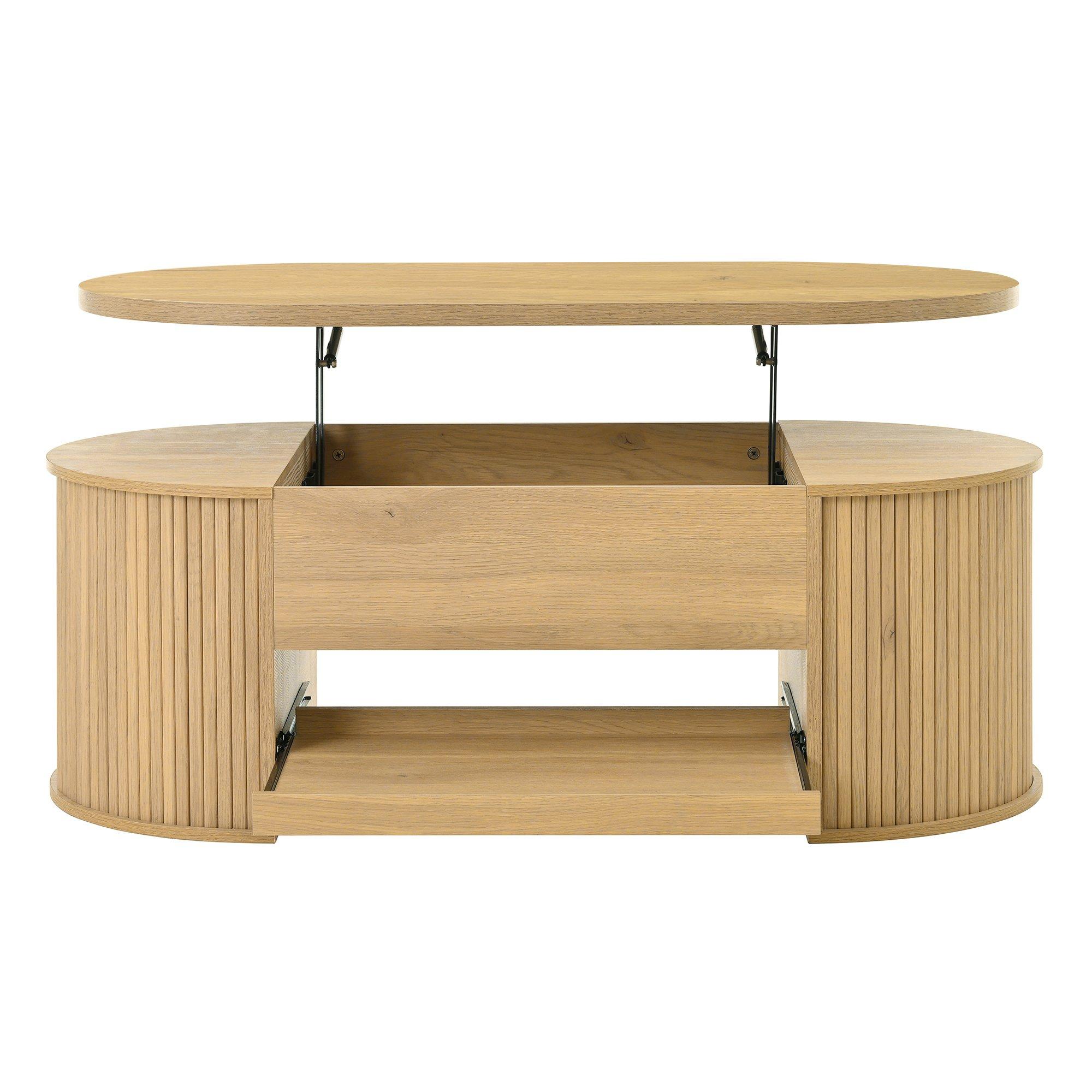 Oak - Urban Meuble - Multifunctional Lift-Top Coffee Table - 8