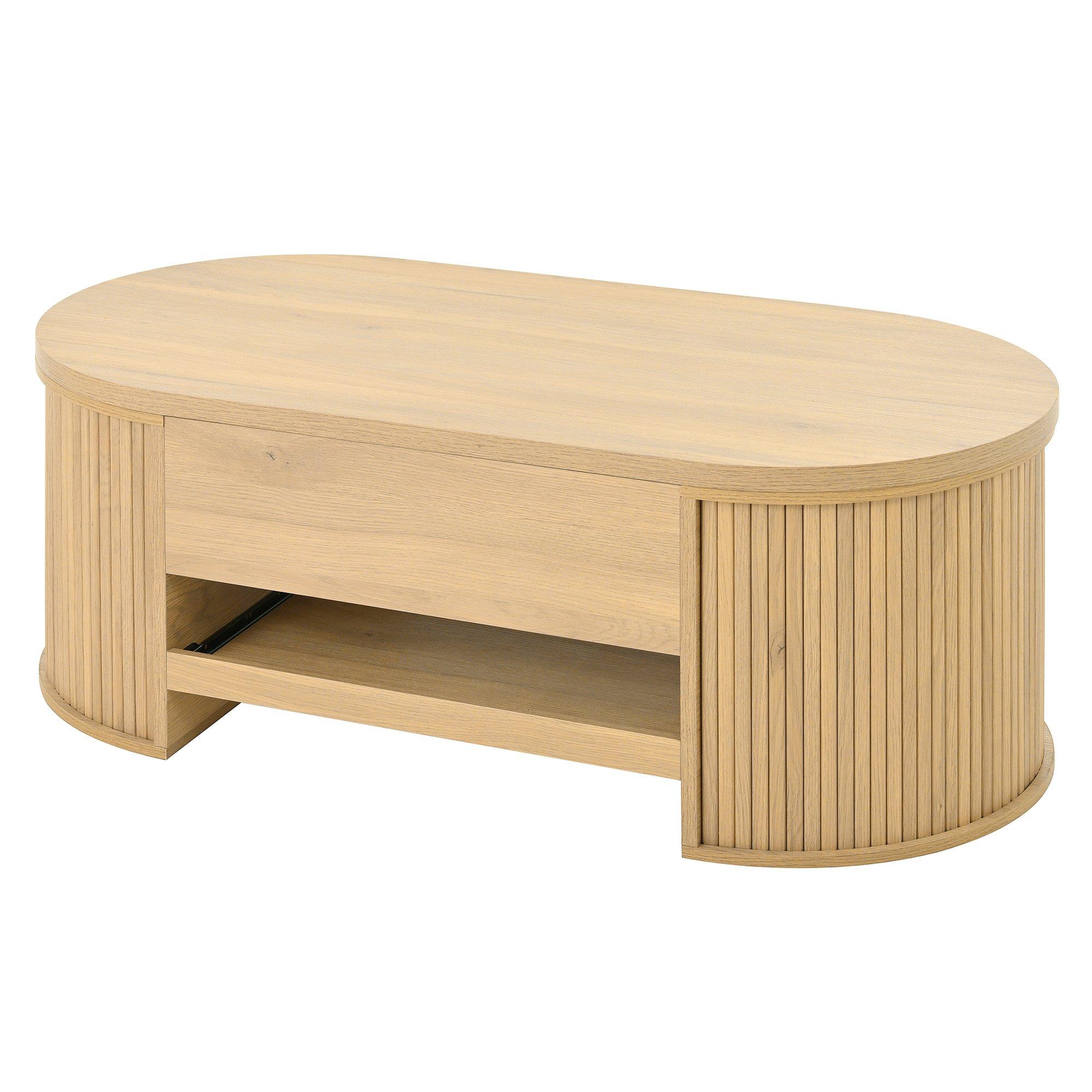 Oak - Urban Meuble - Multifunctional Lift-Top Coffee Table - 9