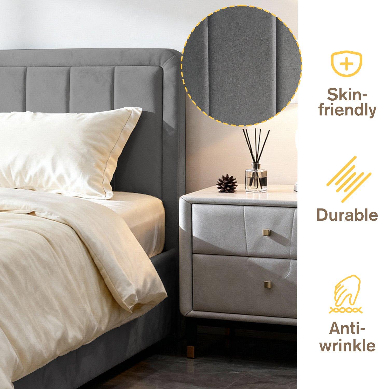 Dark Grey - Comfy Living - Brushed Velvet Gas Lift Bed with Mattress - 10