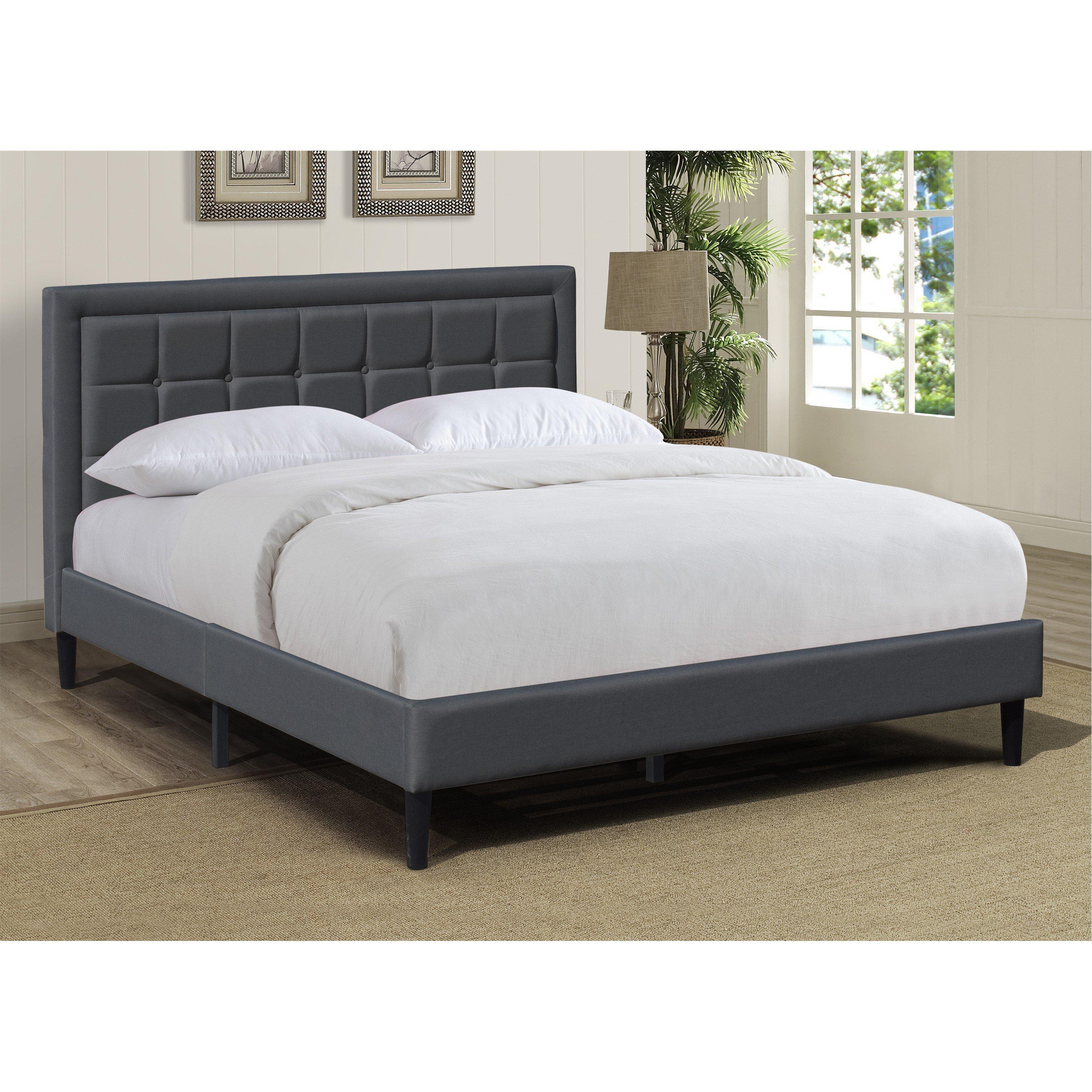 Comfy Living  Fabric Bed With Buttoned Headbaord - Dark Grey - Kingsize