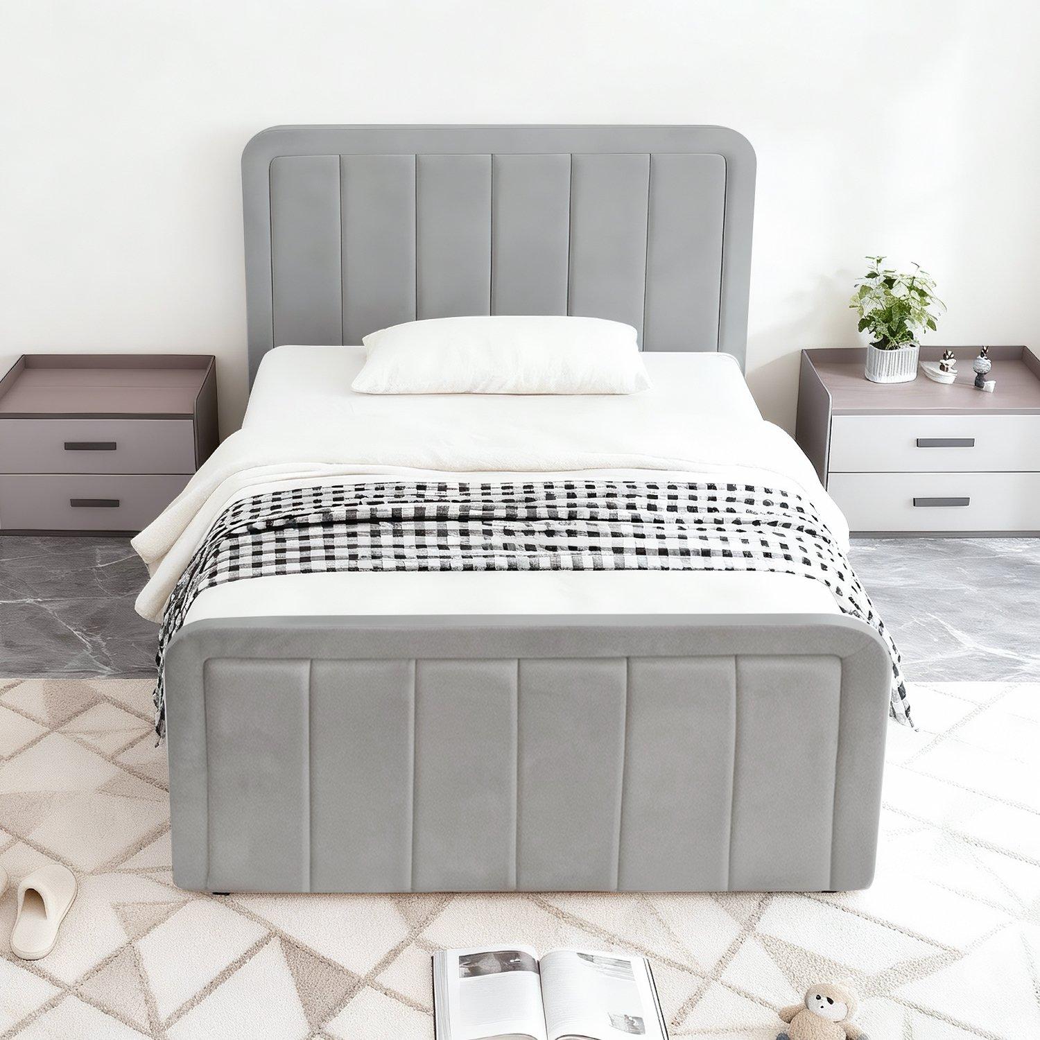 Light Grey - Comfy Living - Brushed Velvet Gas Lift Bed - 2