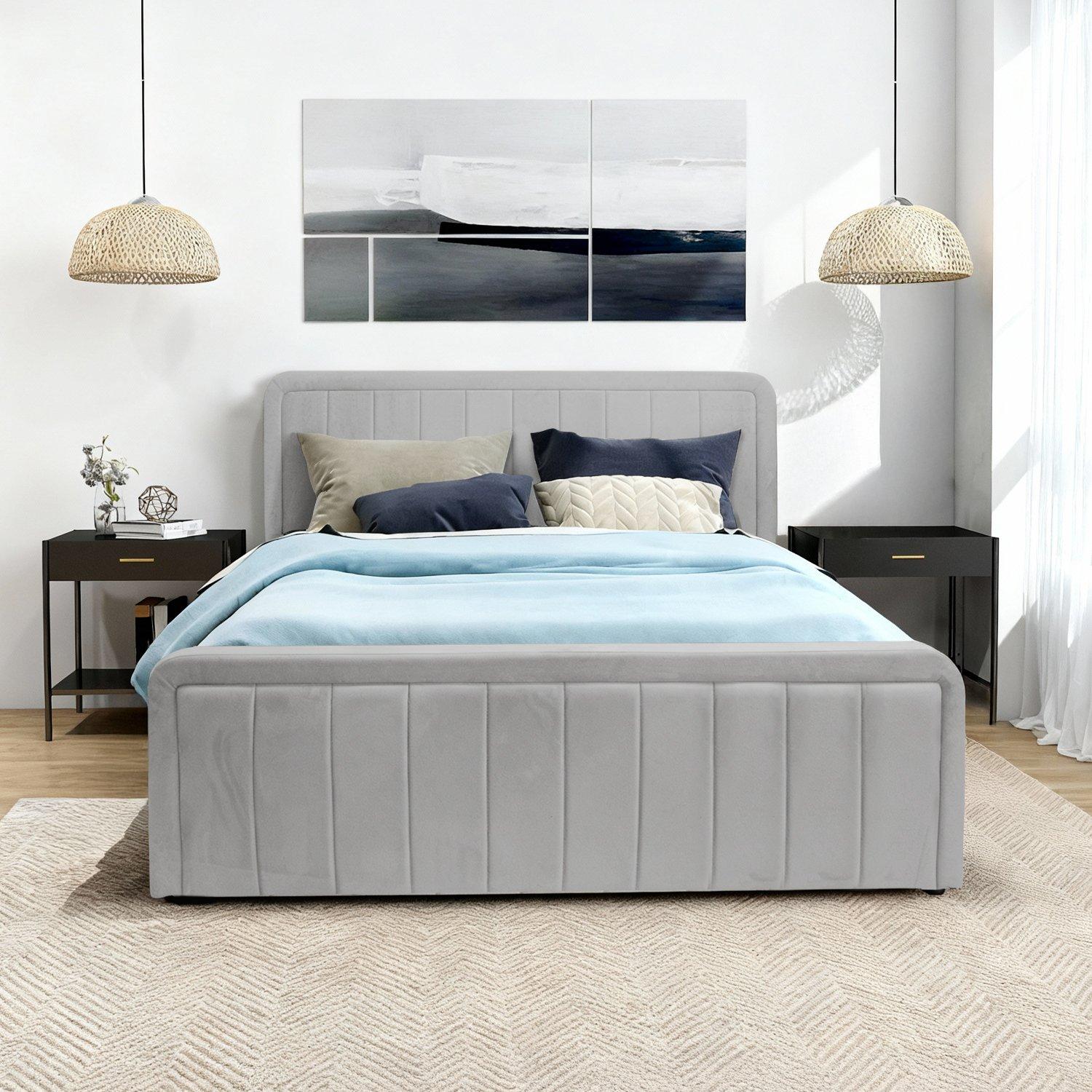 Light Grey - Comfy Living - Brushed Velvet Gas Lift Bed - 14