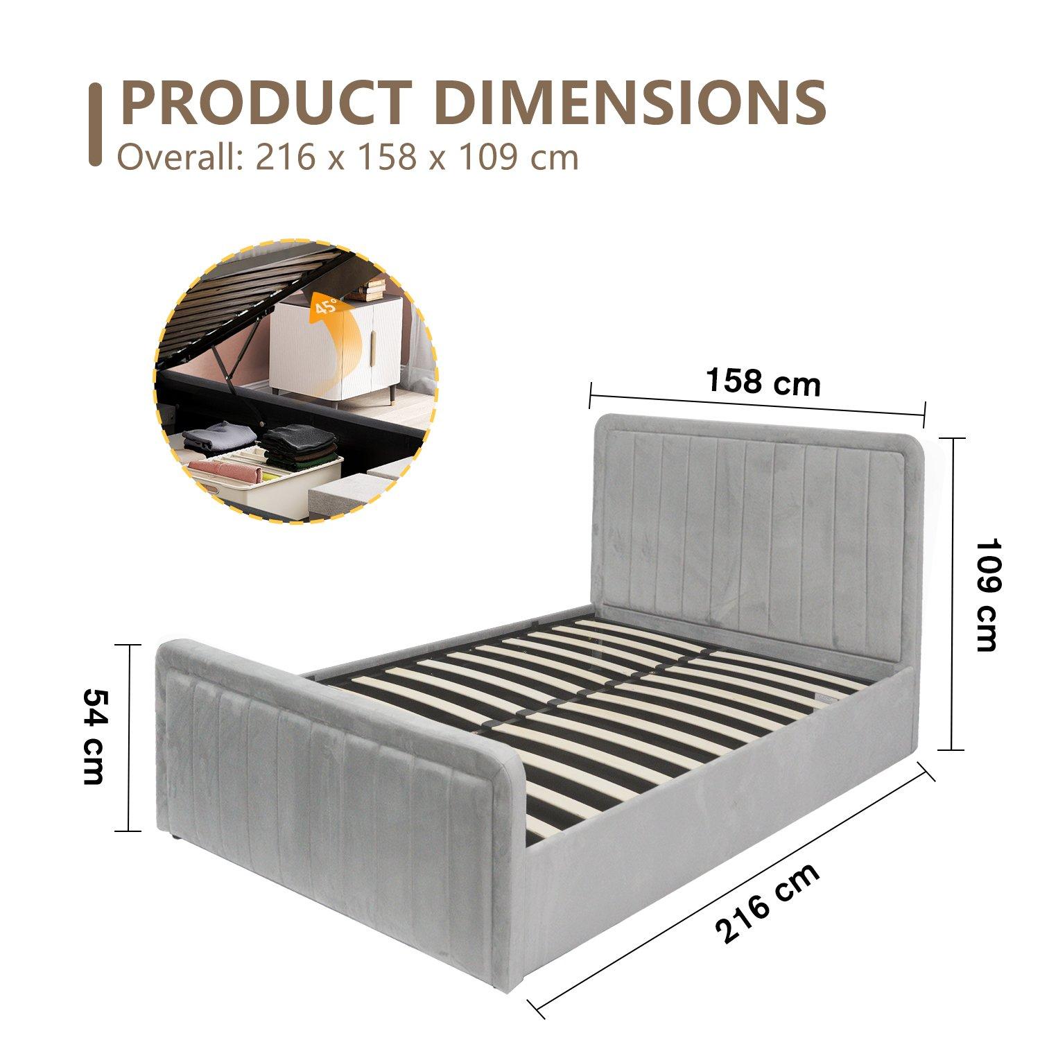 Light Grey - Comfy Living - Brushed Velvet Gas Lift Bed - 16