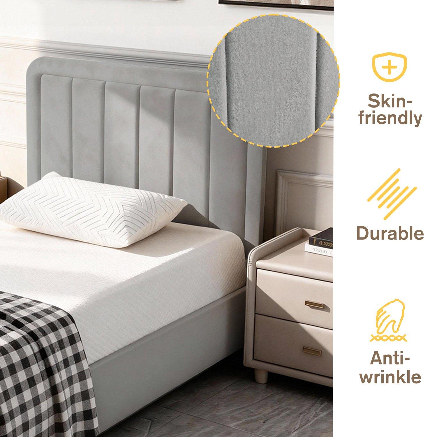 Light Grey - Comfy Living - Brushed Velvet Gas Lift Bed - 5