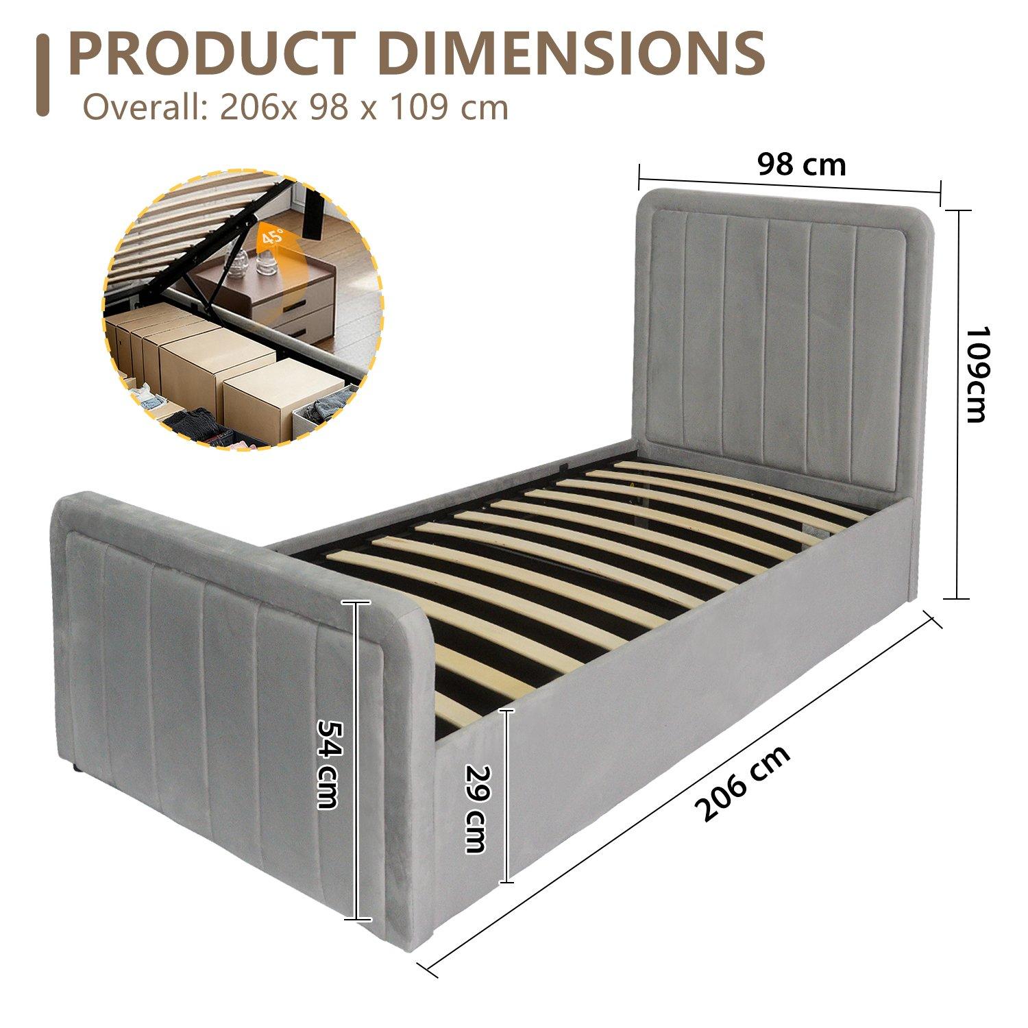 Light Grey - Comfy Living - Brushed Velvet Gas Lift Bed - 7