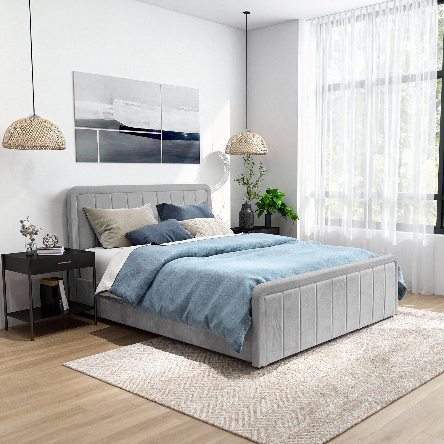 Light Grey - Comfy Living - Brushed Velvet Gas Lift Bed - 8