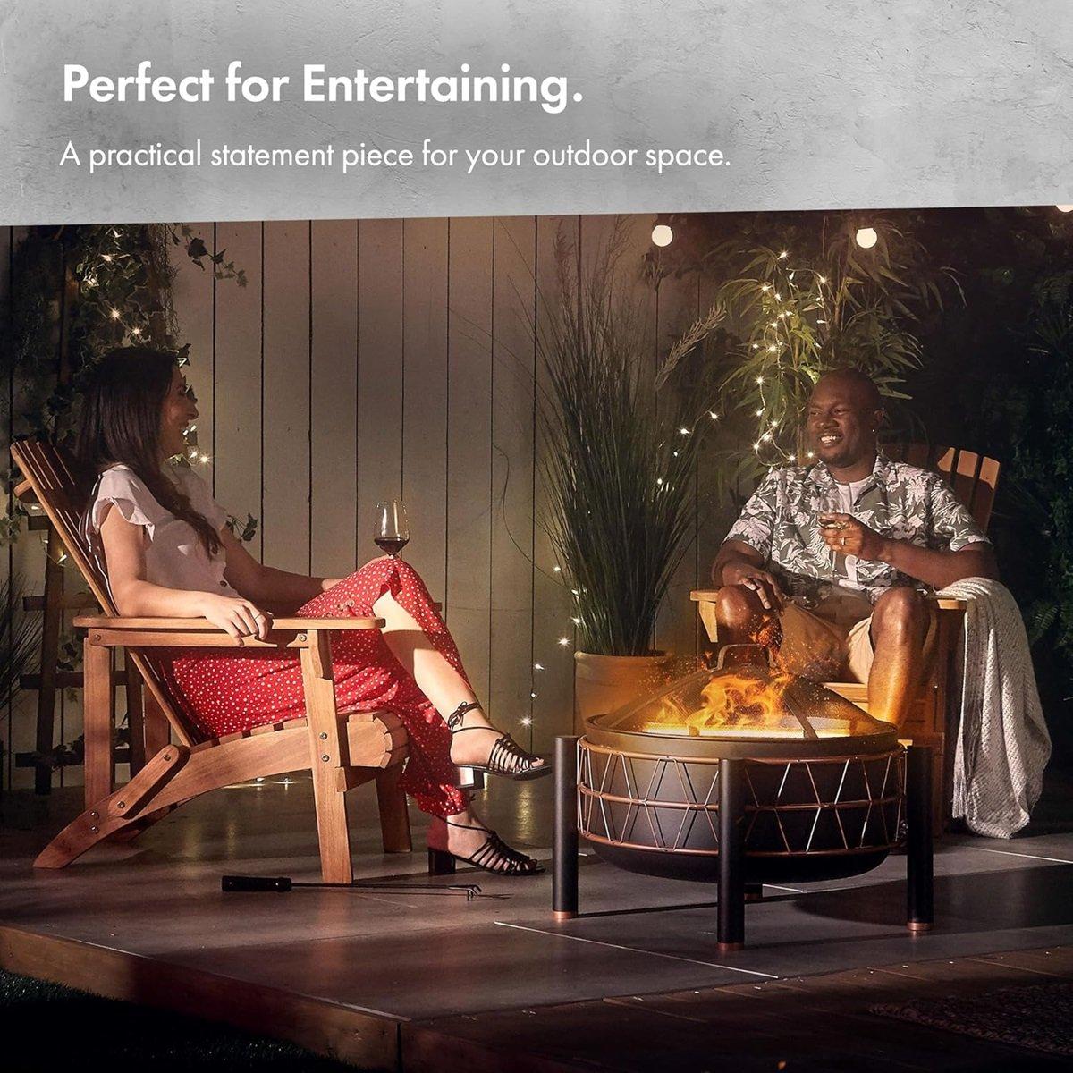 Black - VonHaus - VonHaus - Black & Copper Fire Pit - 2