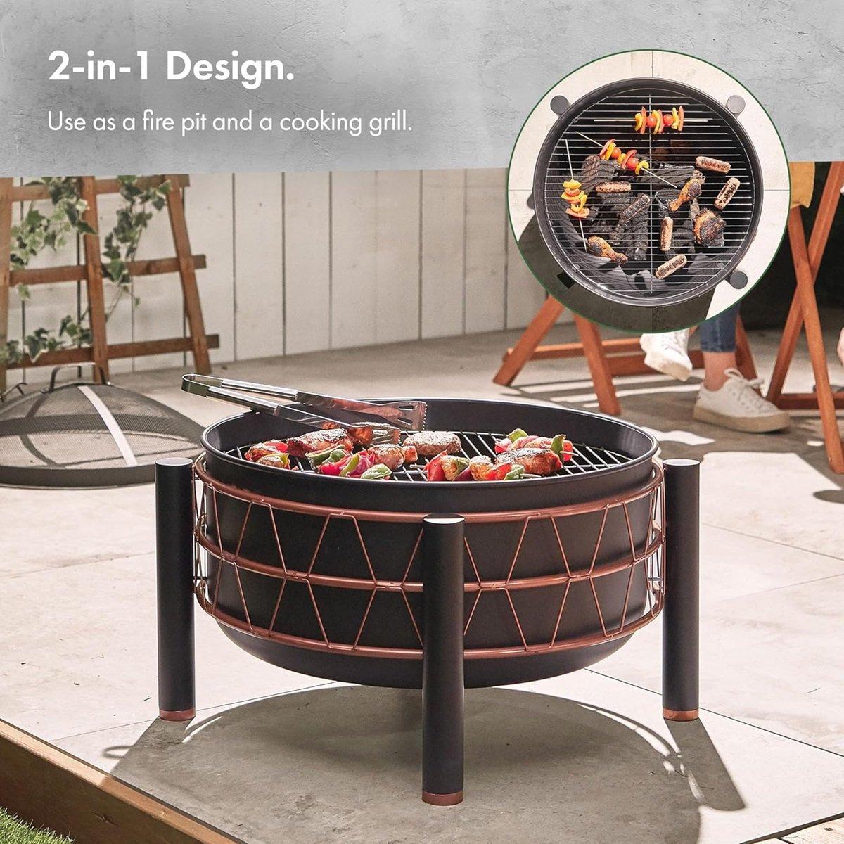 Black - VonHaus - VonHaus - Black & Copper Fire Pit - 3