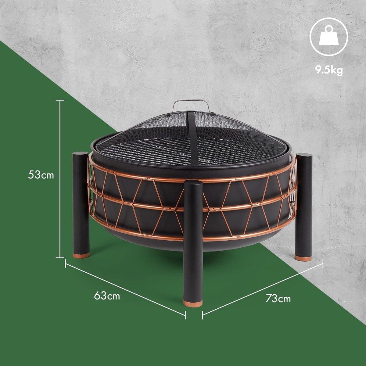 Black - VonHaus - VonHaus - Black & Copper Fire Pit - 5