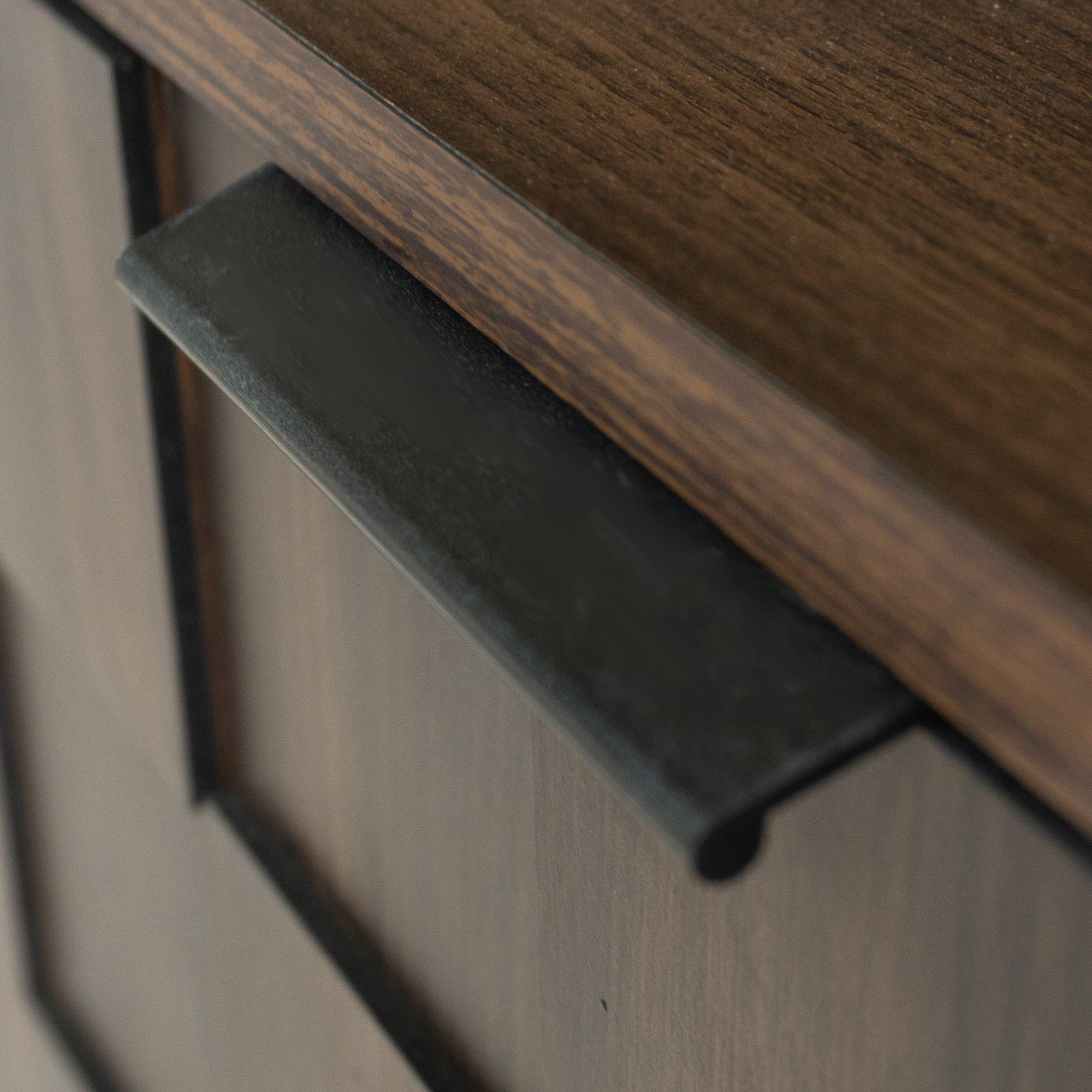 Walnut - Urban Meuble - Vintage Geometric Textured Shoe Cabinet - 11