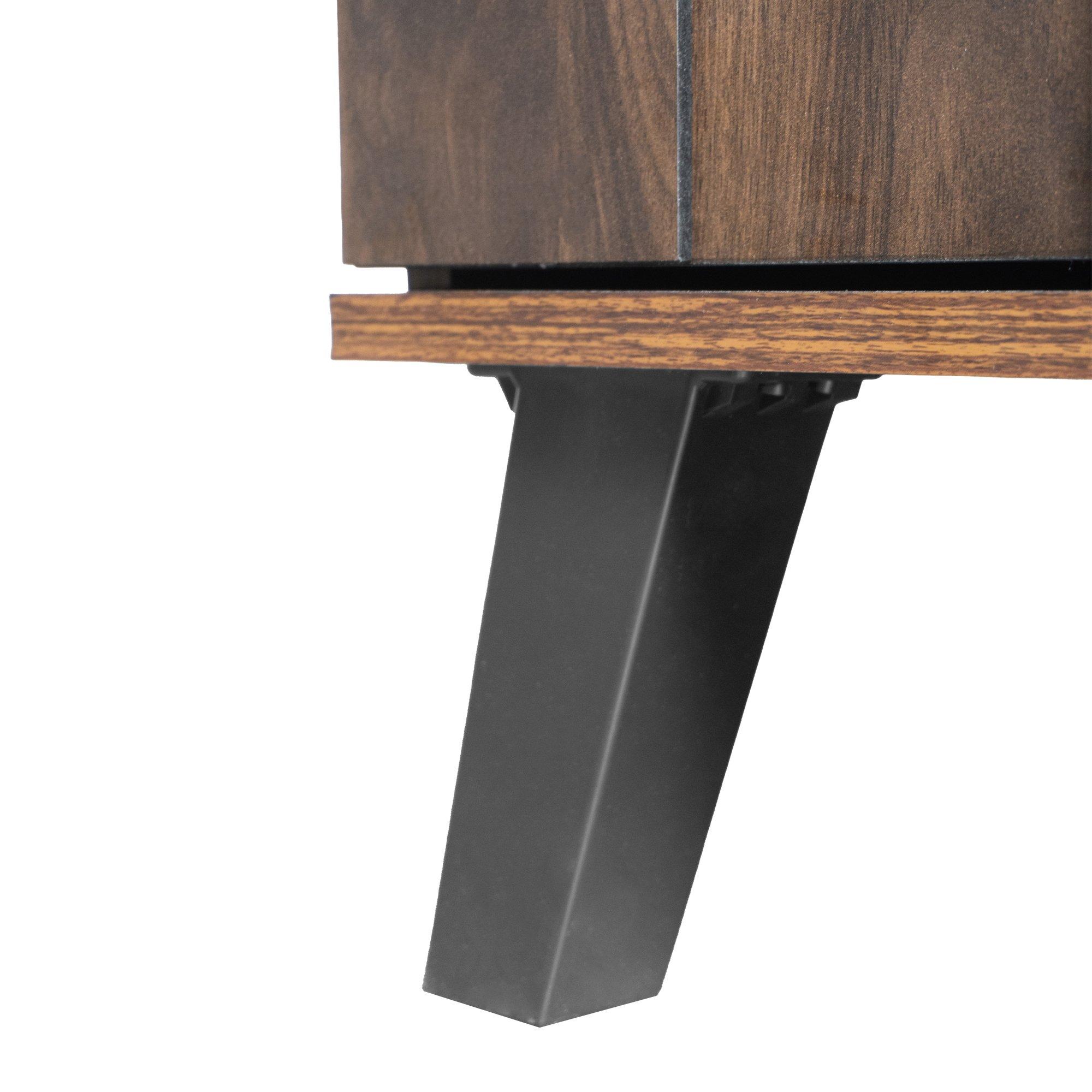 Walnut - Urban Meuble - Vintage Geometric Textured Shoe Cabinet - 14