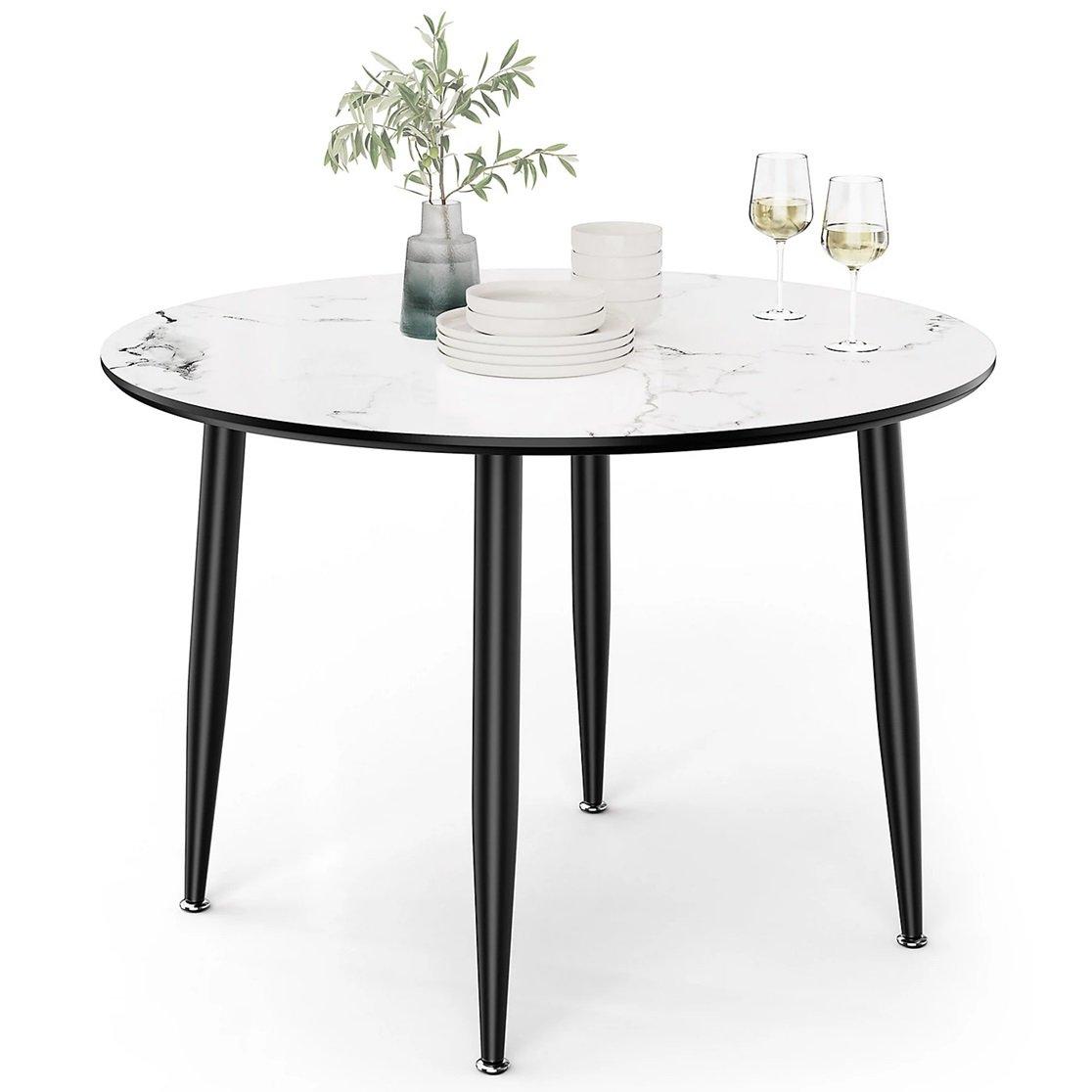 Grey - VonHaus - Parma 4 Seater Marble Effect Dining Table - 1