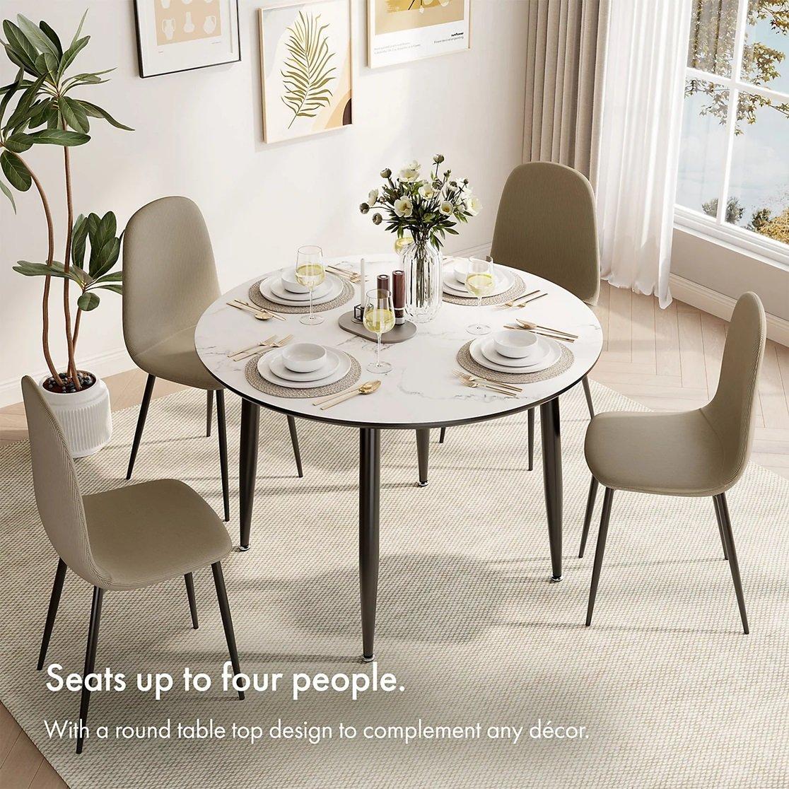 Grey - VonHaus - Parma 4 Seater Marble Effect Dining Table - 2