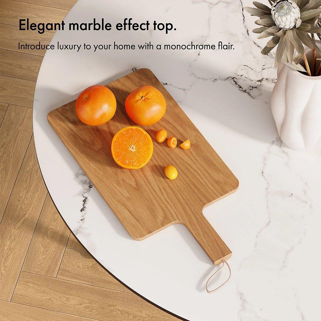 Grey - VonHaus - Parma 4 Seater Marble Effect Dining Table - 4