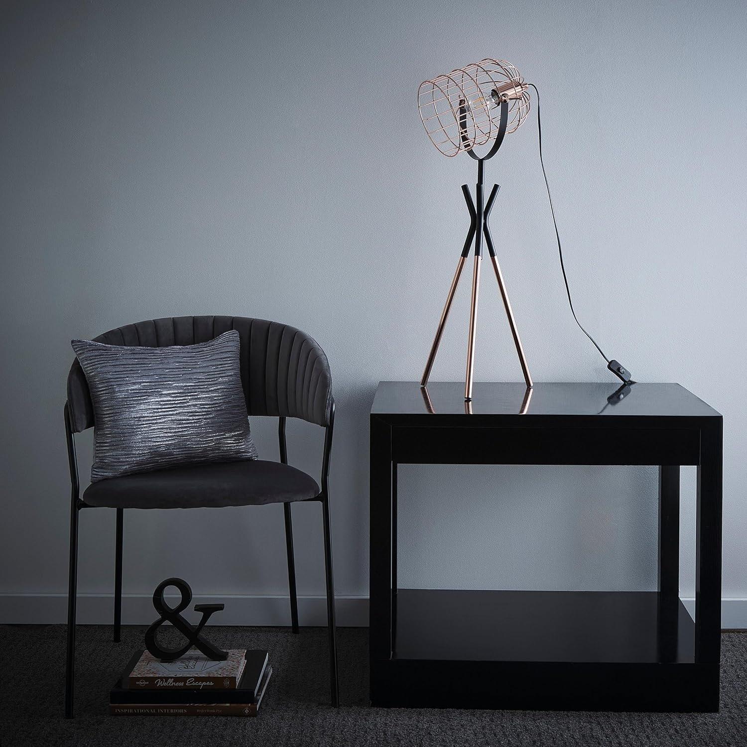 K Living  Fulton Tripod Cage Table Lamp Industrial Copper
