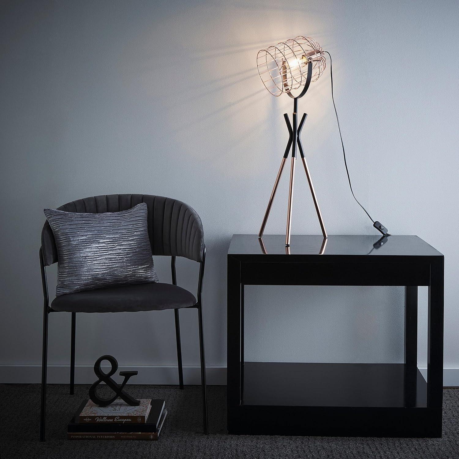 Copper - Other - Fulton Tripod Copper Cage Table Lamp Industrial - 2