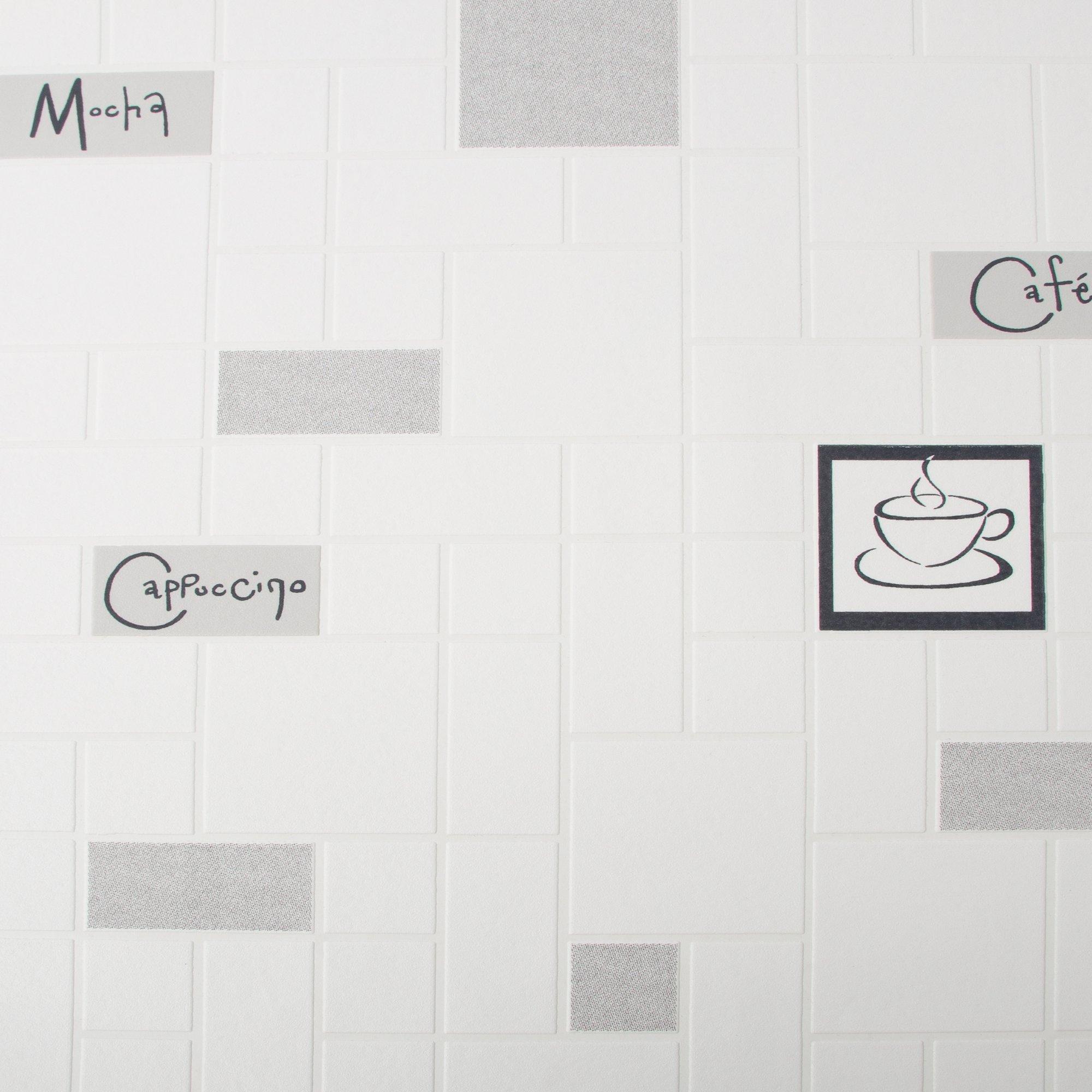 Contour Cafe Culture Graphic White / Grey Washable Kitchen Wallpaper - Image 5