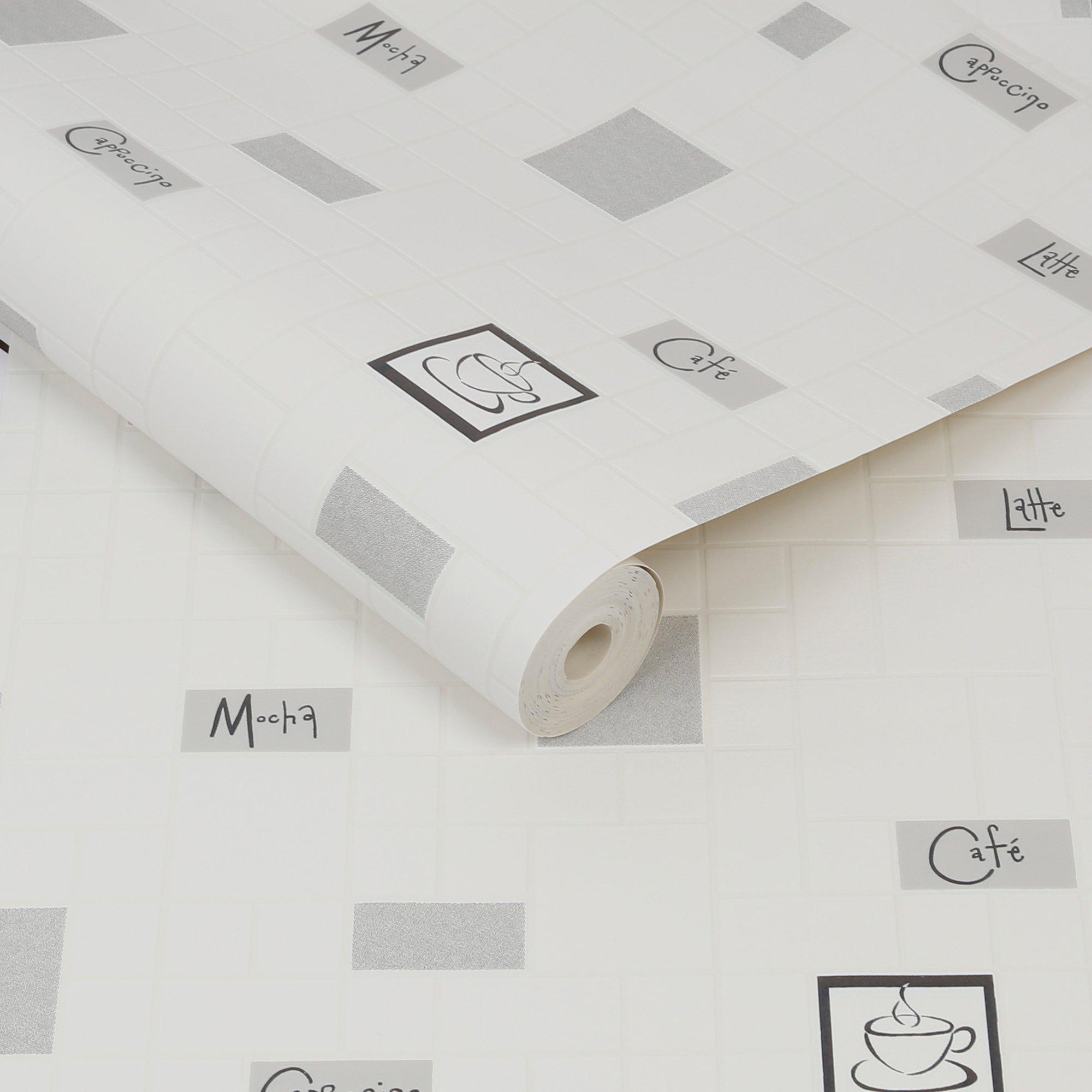 White - Contour - Contour Cafe Culture White Washable Wallpaper - 3