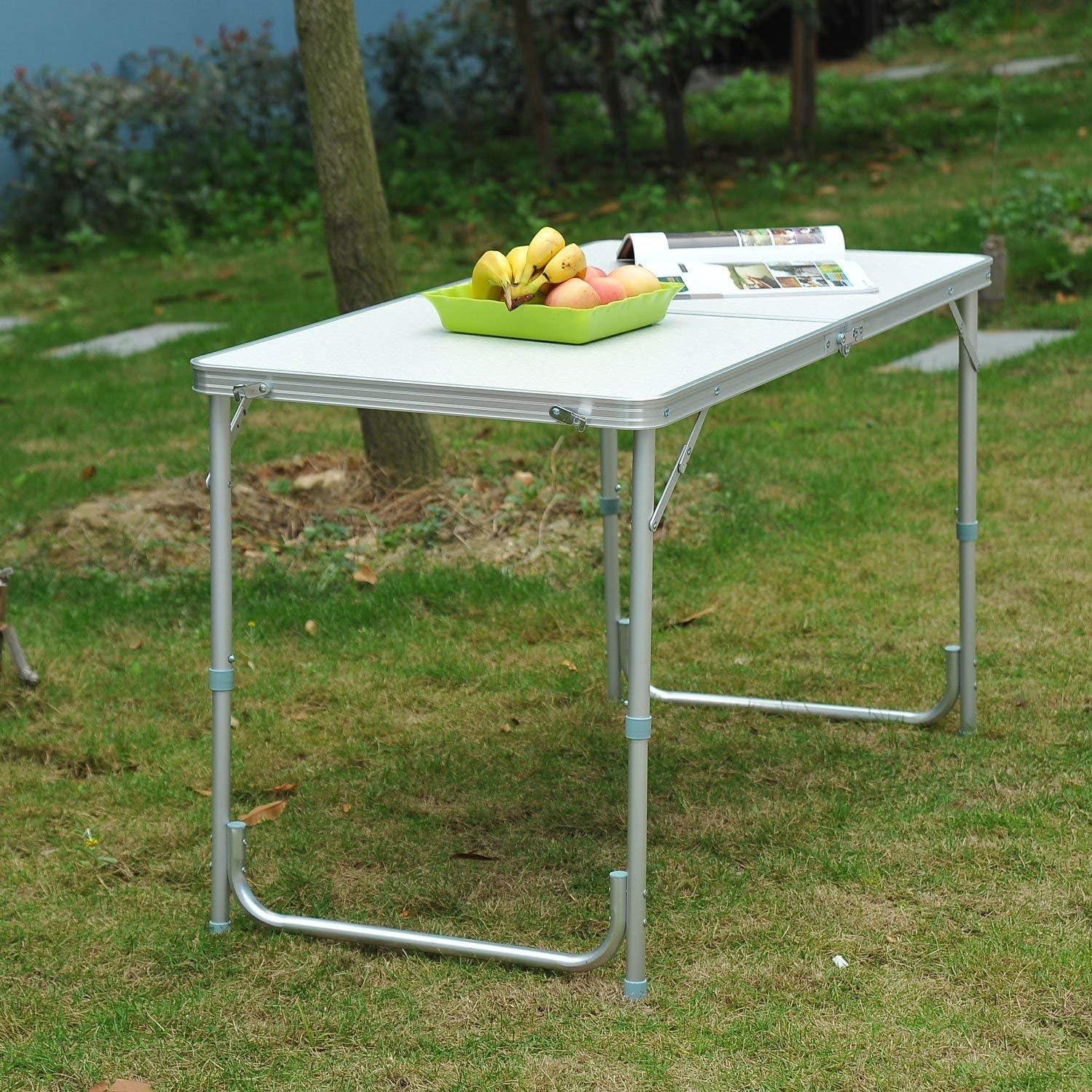 Silver - Outsunny - Portable Aluminium Foldable Table Adults - 2