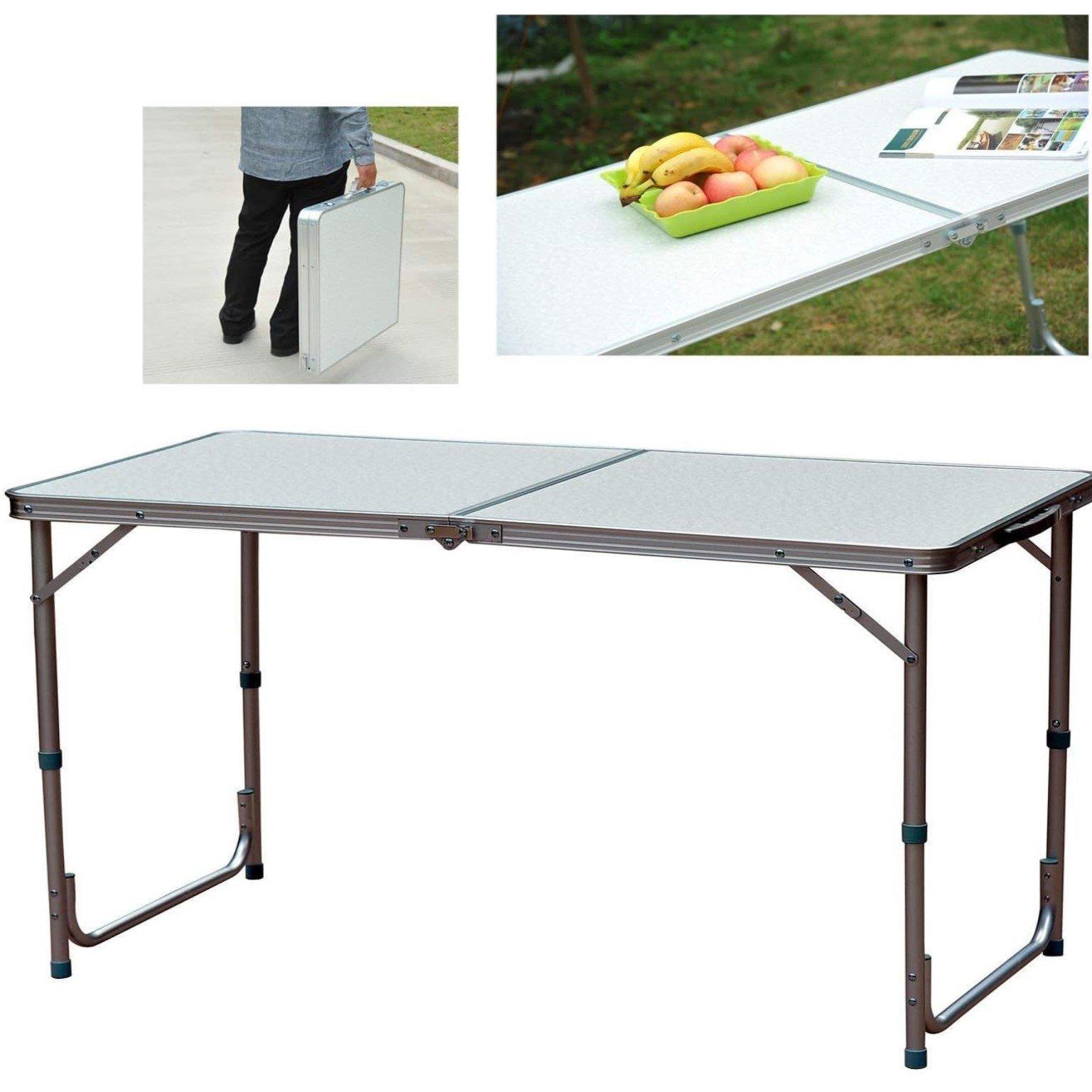 Silver - Outsunny - Portable Aluminium Foldable Table Adults - 6