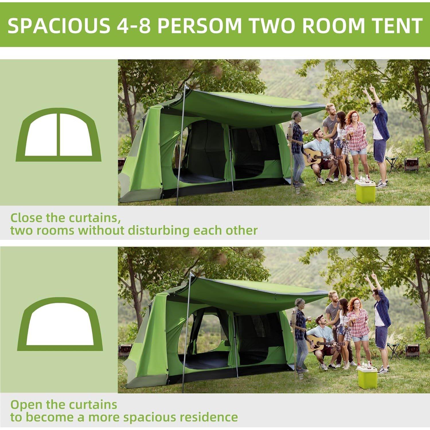 Green - Outsunny - Tunnel Tent  with Porch 4-8 Person - 4