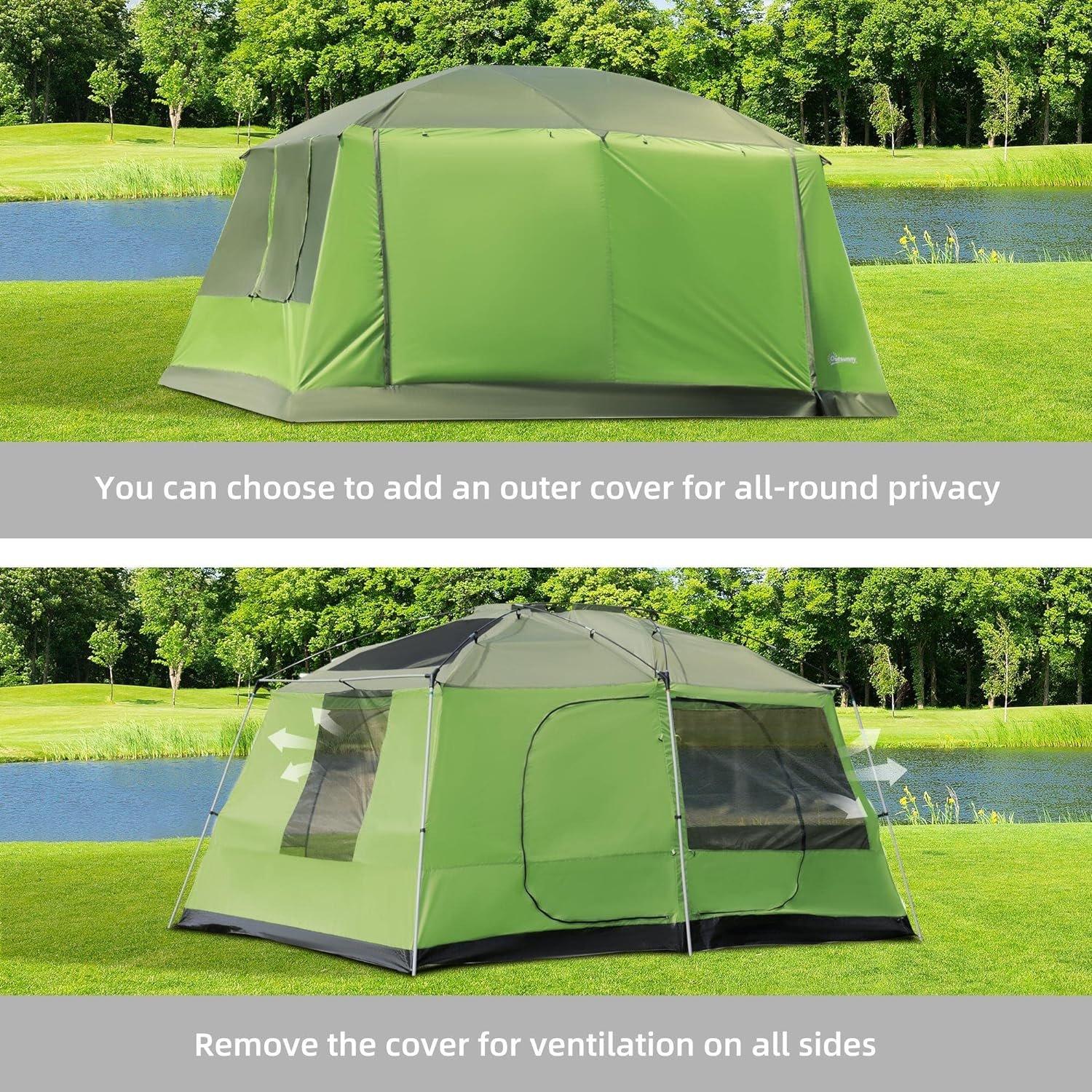 Green - Outsunny - Tunnel Tent  with Porch 4-8 Person - 7