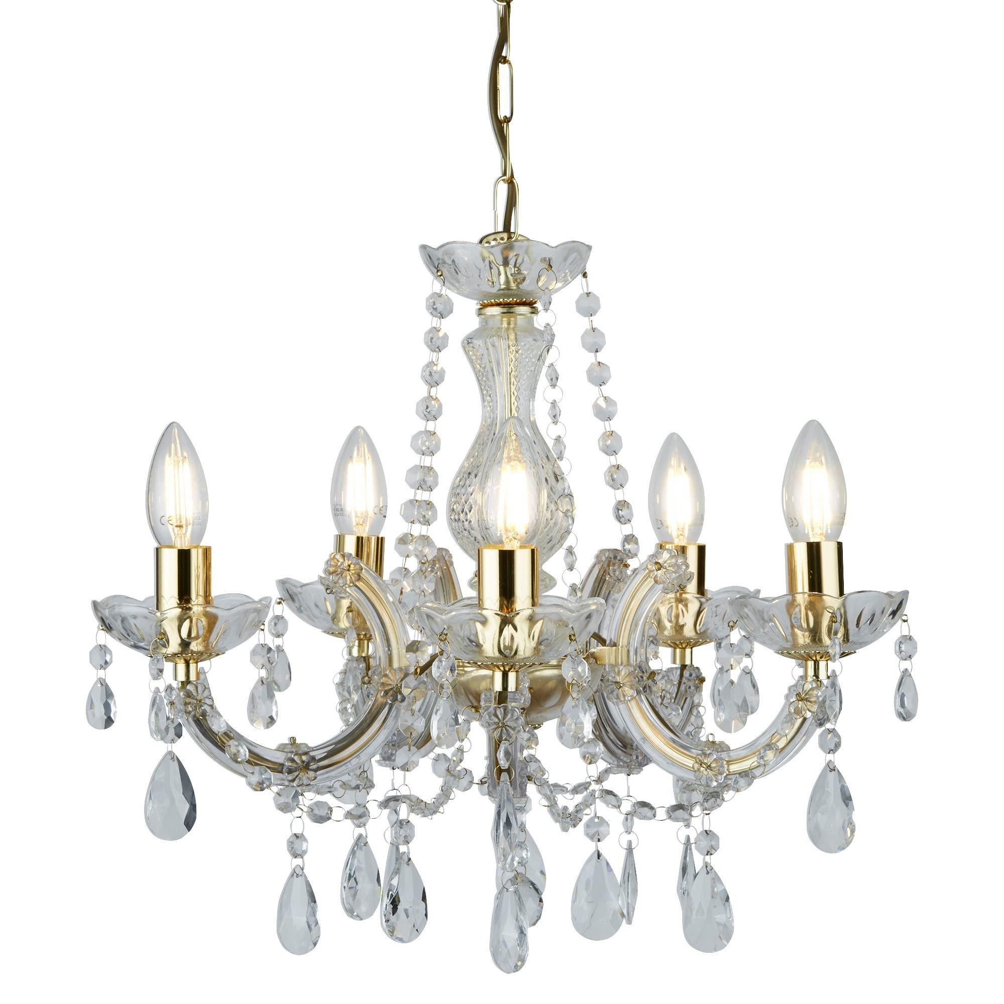 Brass - Lighting Collection - Charlotte 5Lt Pendant - Polished Brass & Clear Acr - 2