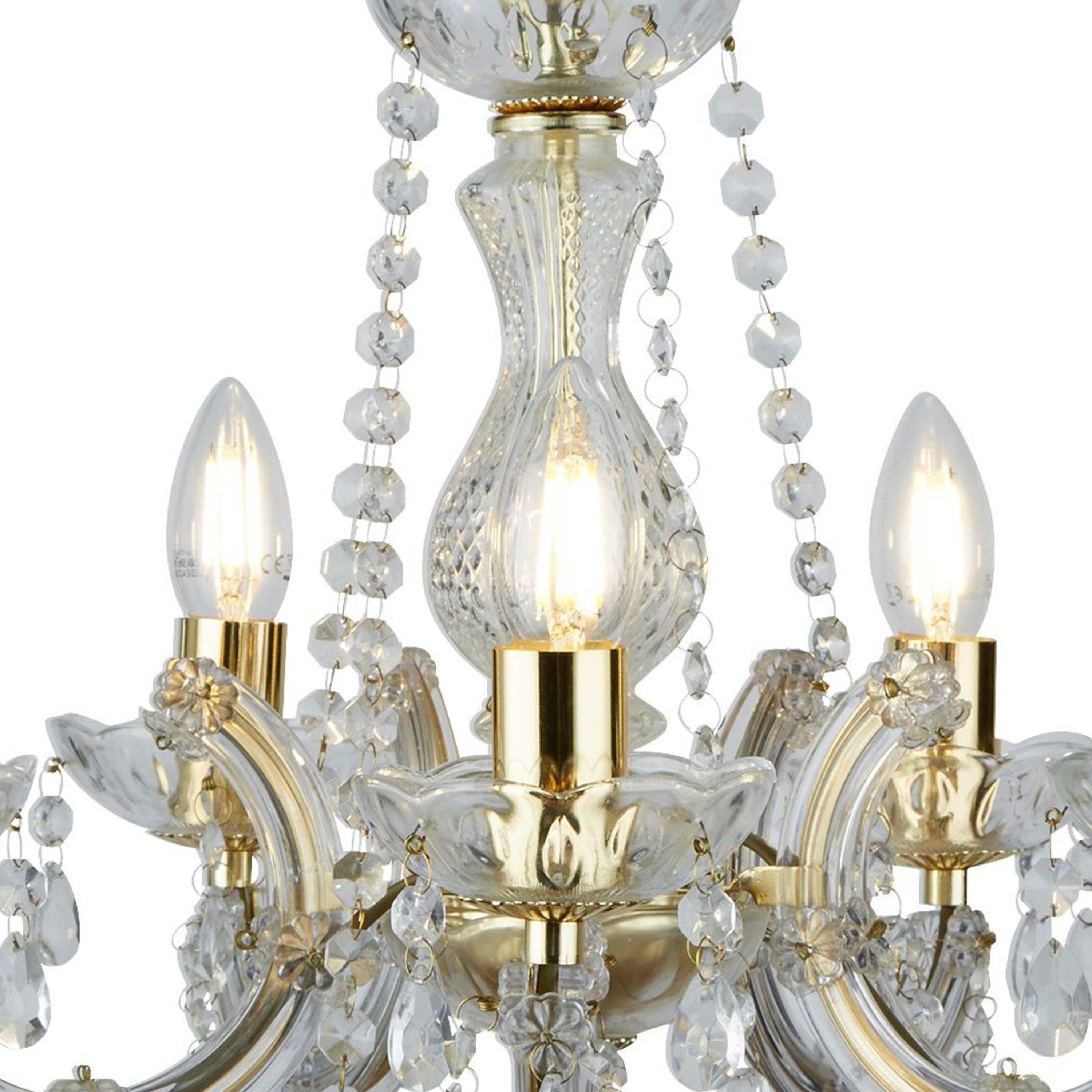 Brass - Lighting Collection - Charlotte 5Lt Pendant - Polished Brass & Clear Acr - 3